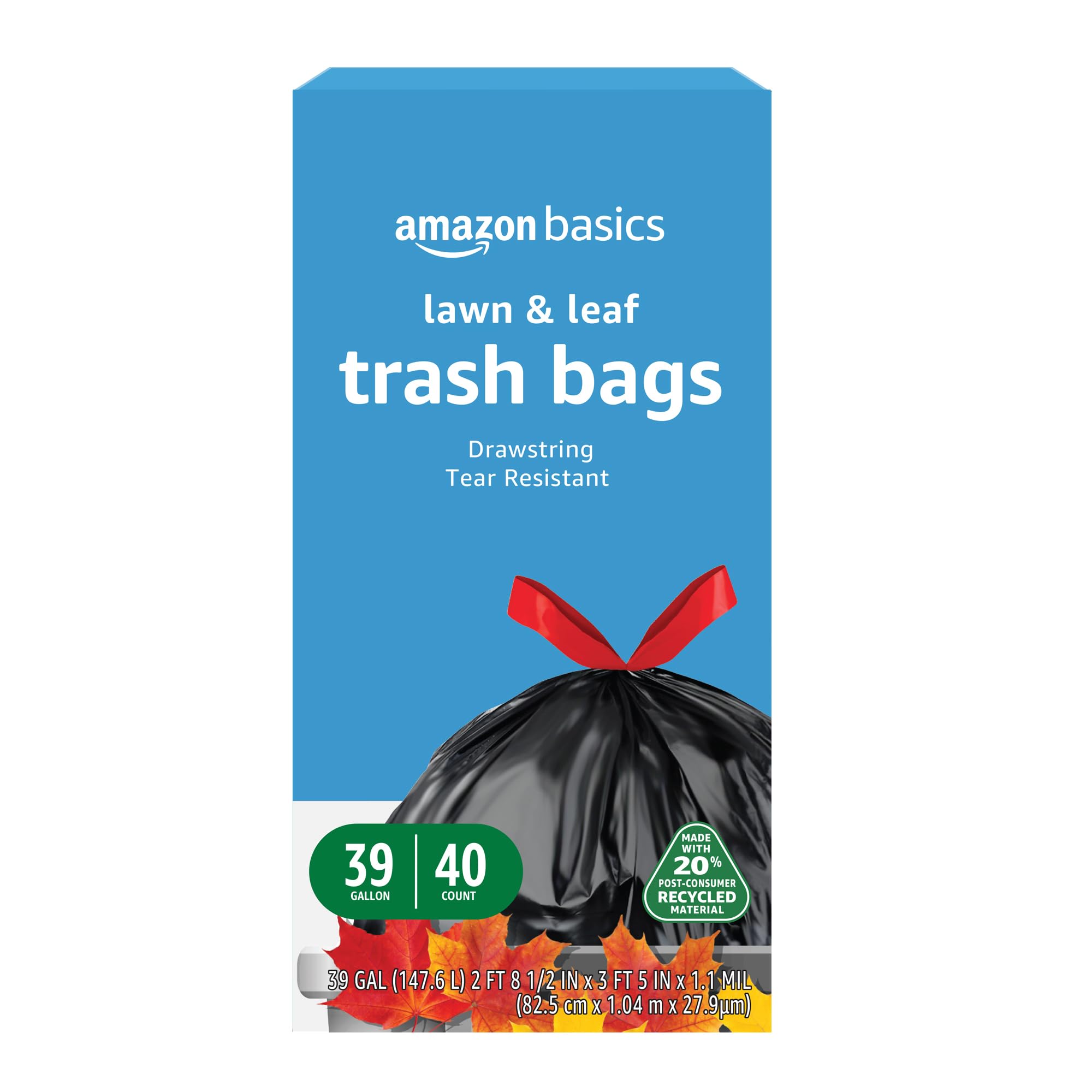 39 Gallon Lawn & Leaf Heavy Duty Drawstring Trash Bags (40 Count)