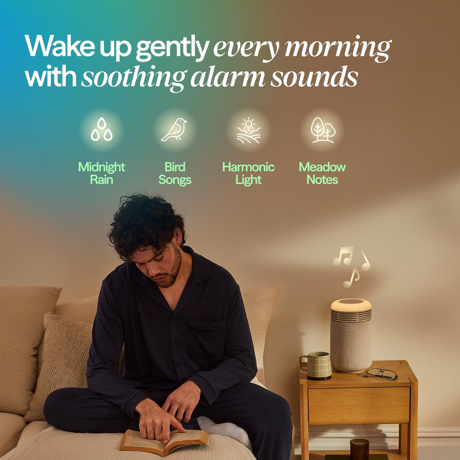 Mini Restful Bedroom Air Purifier with Sunrise Alarm Clock