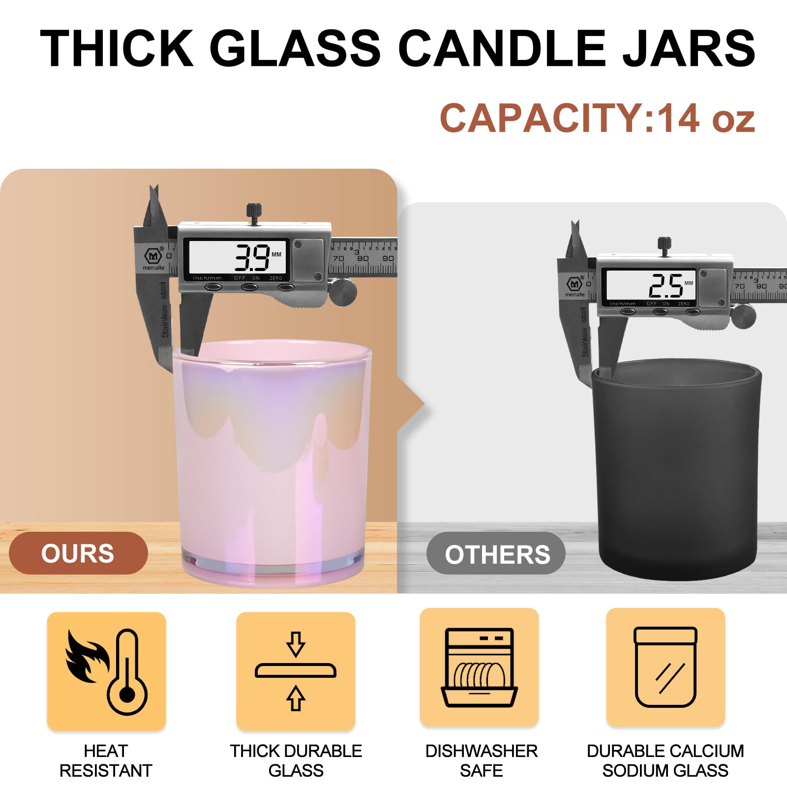 Thick Candle Jars for Making Candles 12 Pcs (12 Count)