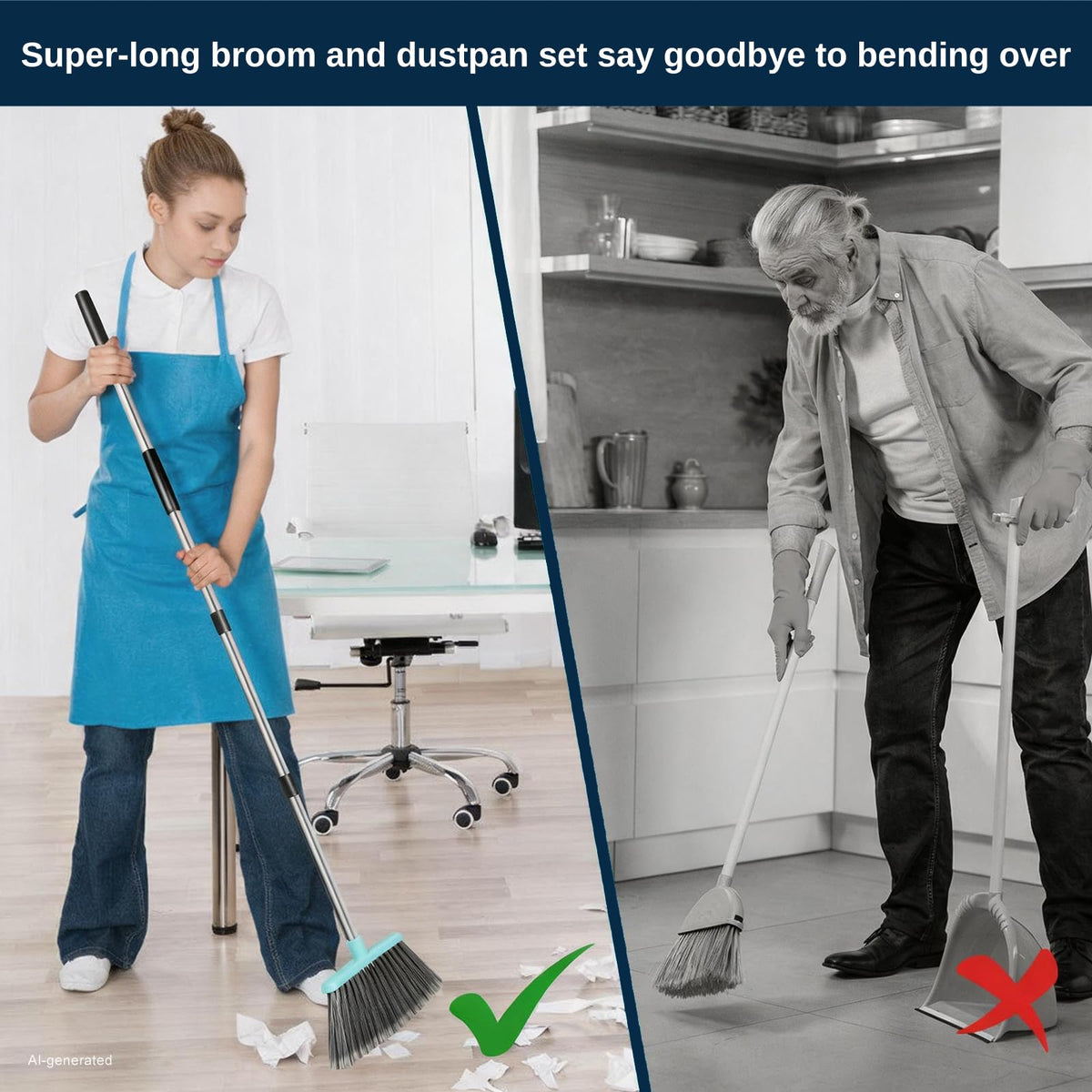 Broom with Dustpan Combo Set
