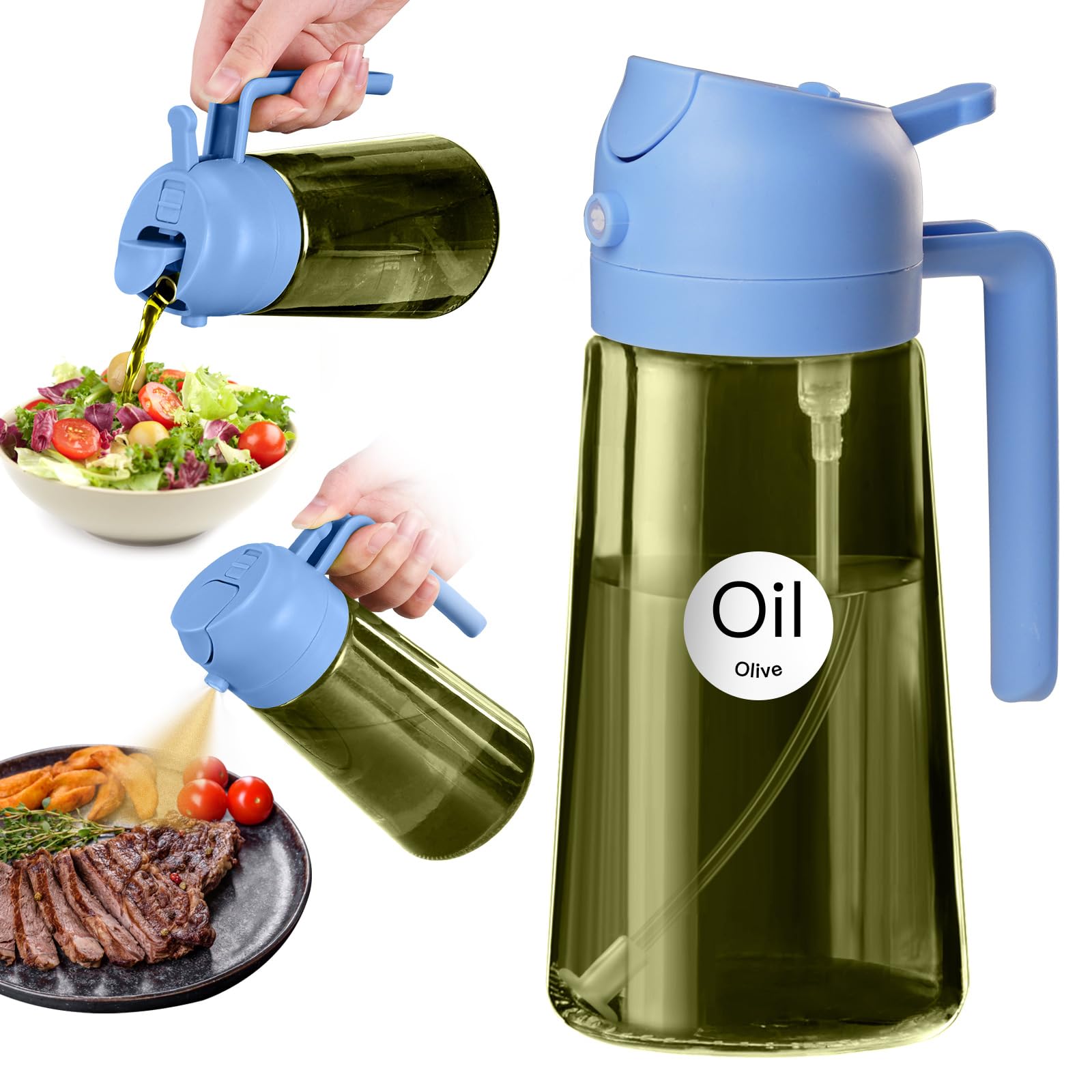16oz 470ml Dark Green Oil Sprayer for Cooking with Stickers