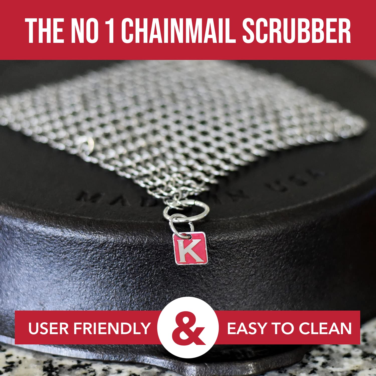 Knapp Made CM Scrubber 4" x 4" Small Ring Chainmail Cast Iron Scrubber