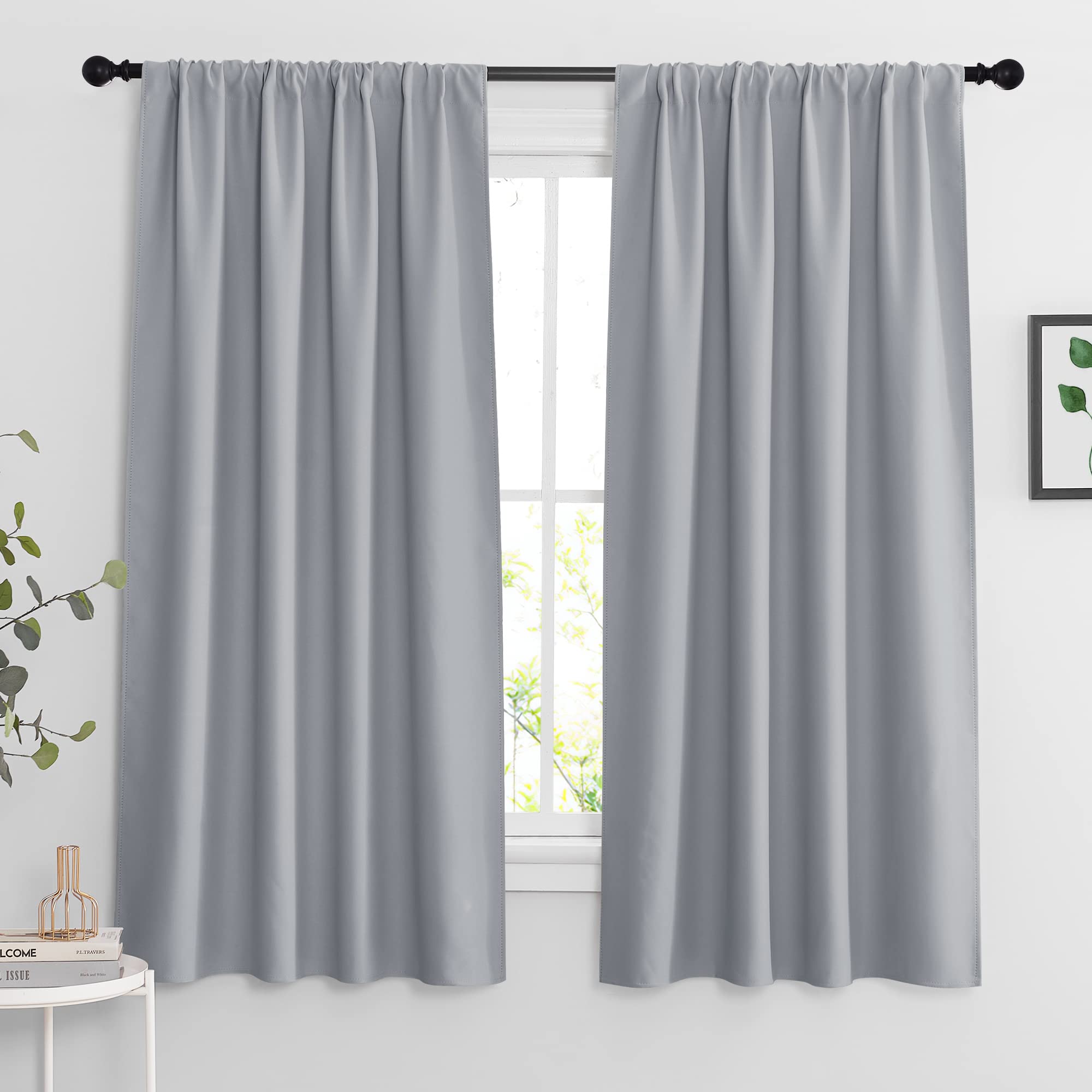 Blackout Curtains for Bedroom Living Room Nursery 63 inches Long (2 Count)