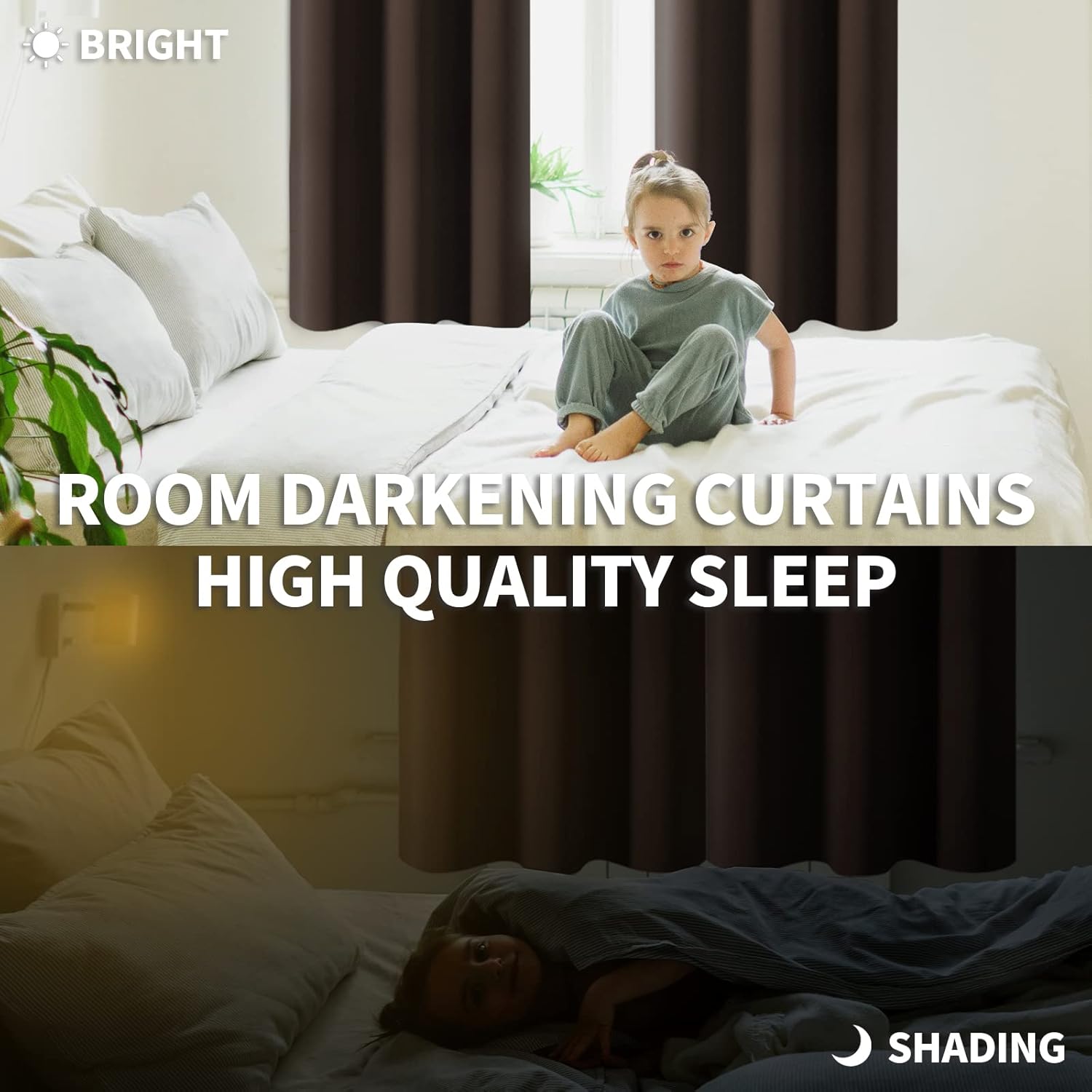 BGment Brown Blackout Curtains for Bedroom 63 Inch Length - Rod Pocket Thermal Insulated Room Darkening Drapes for Living Room Office, 52 x 63 Inch, 2 Panels, Brown