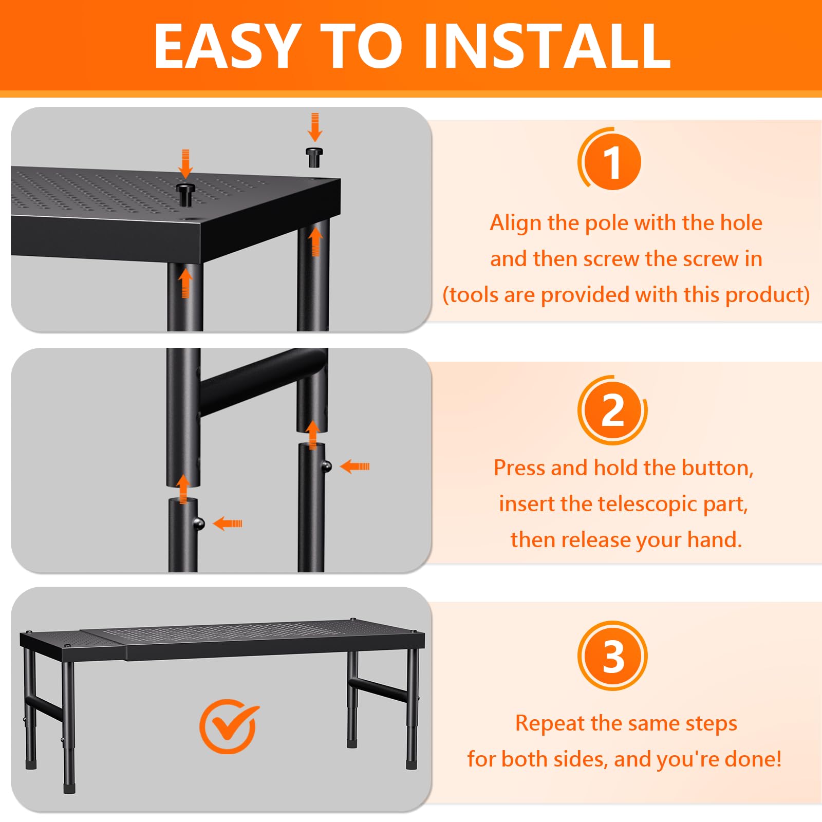 2 Pack Expandable adjustable stackable kitchen cabinet organizer