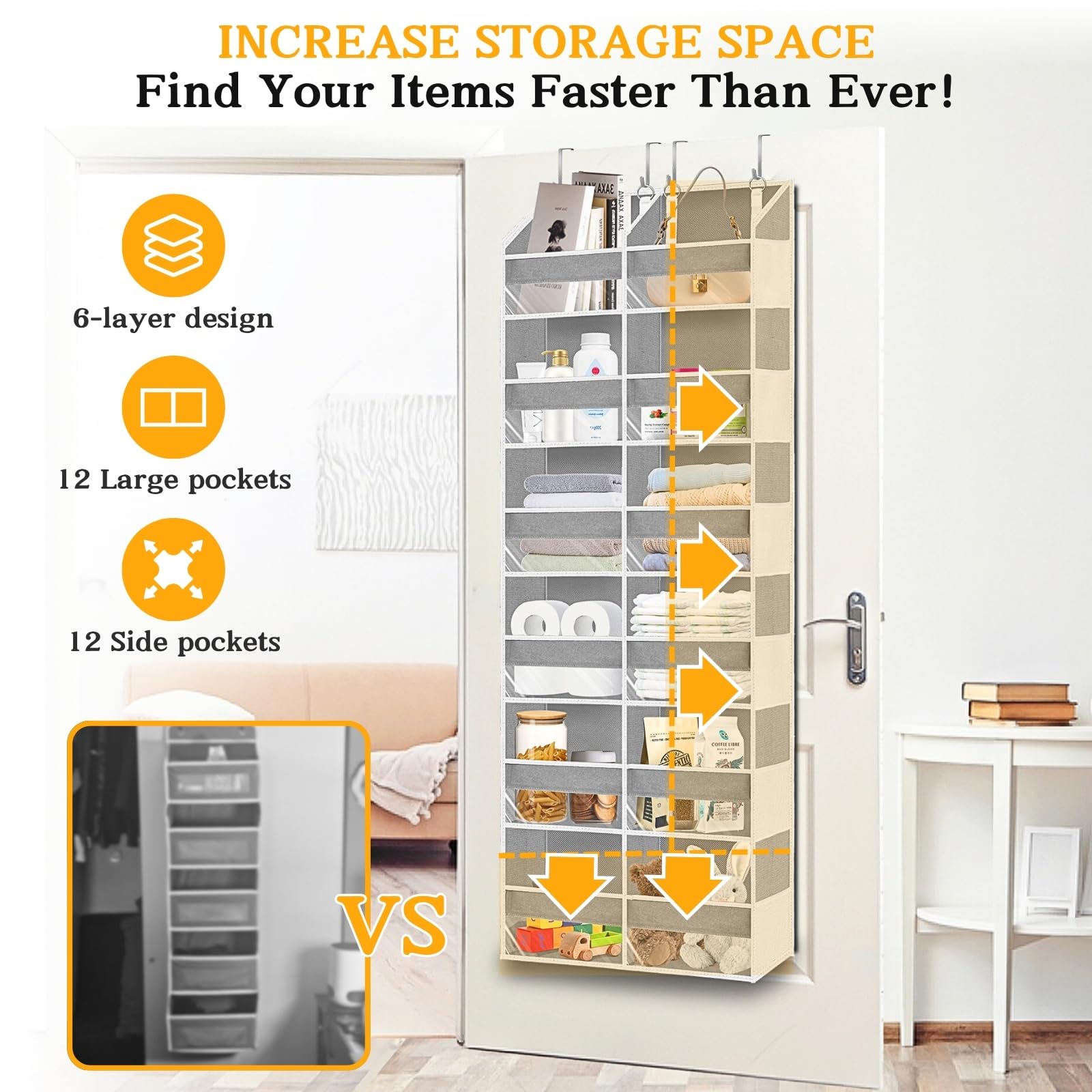 Over The Door Organizer 6 Tiers (6 Count)