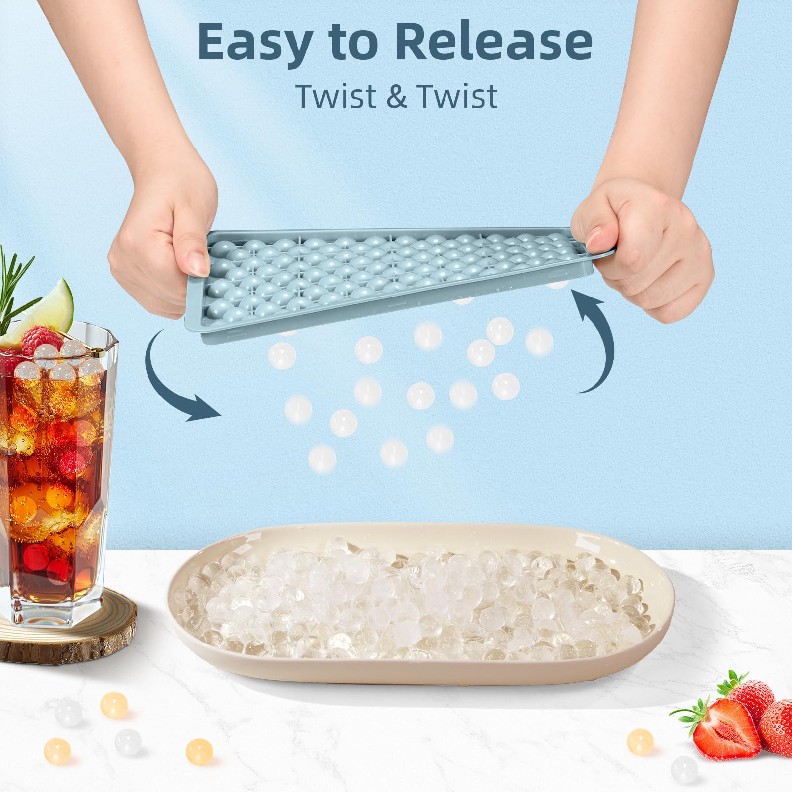 Mini Ice Cube Trays for Freezer with Lid