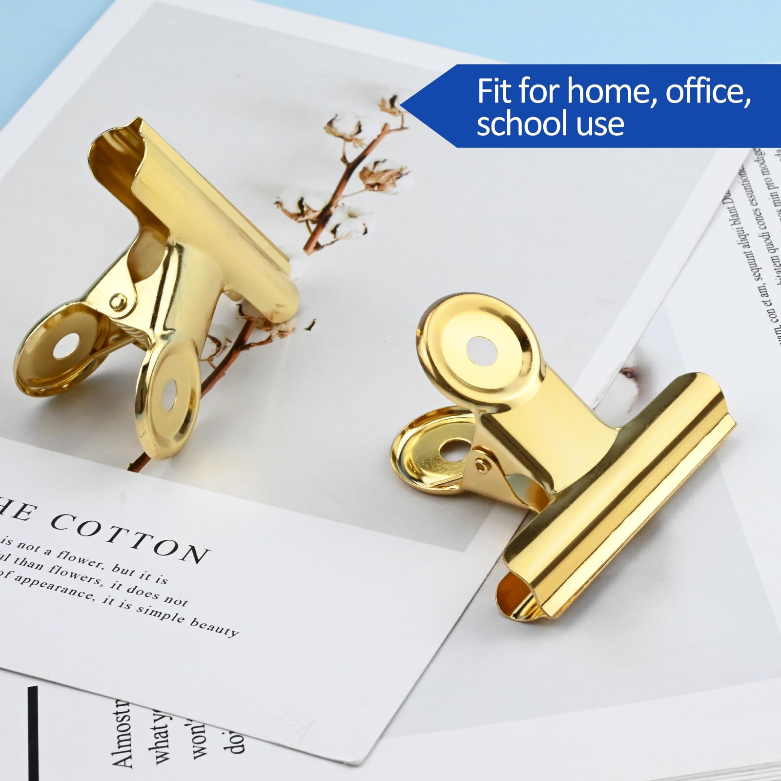 10 Pack Large Metal Hinge Clips 2.5 Inches Bull Hinge Paper Clips Gold Bulldog Clips for Crafts