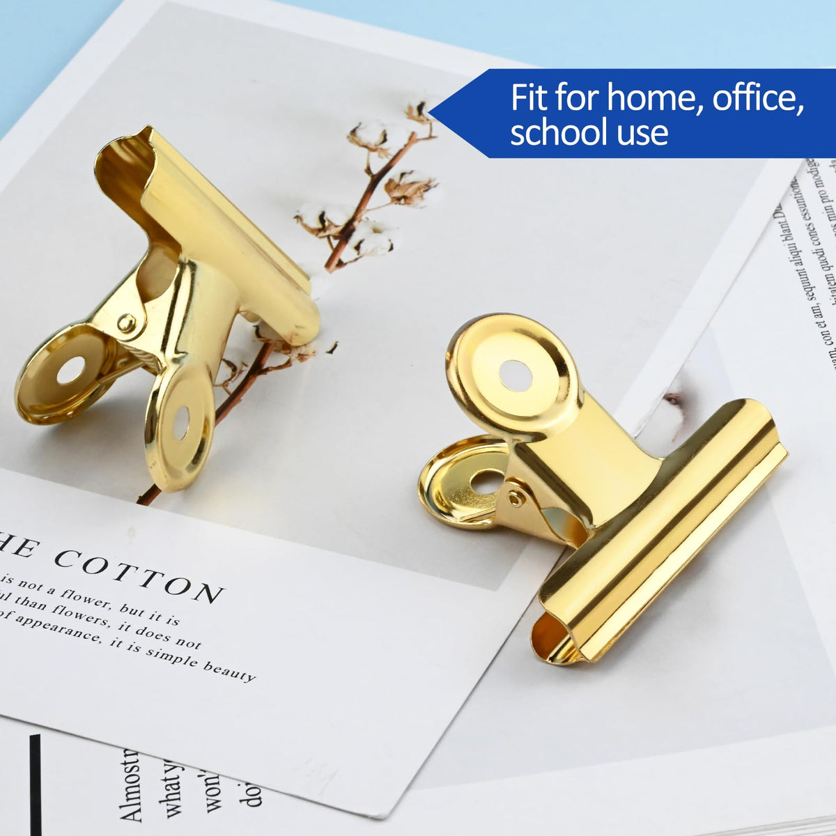 20 Pack Large Metal Hinge Clips 2 Inches Bull Hinge Paper Clips Gold Bulldog Clips for Crafts (20 Count)