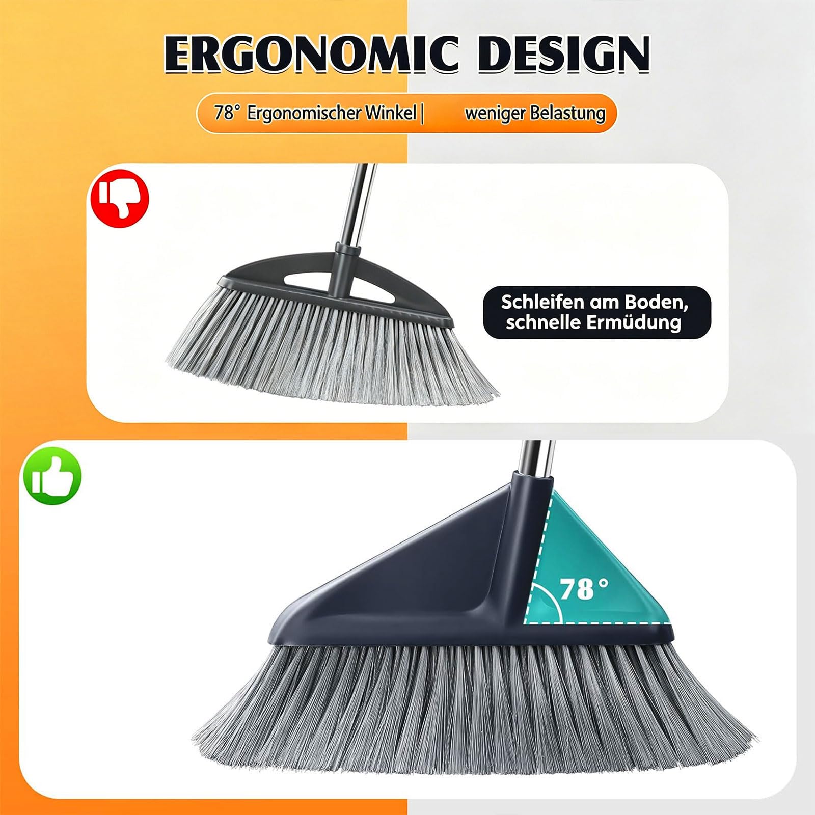 Broom and Dustpan Set with 52" Long Handle