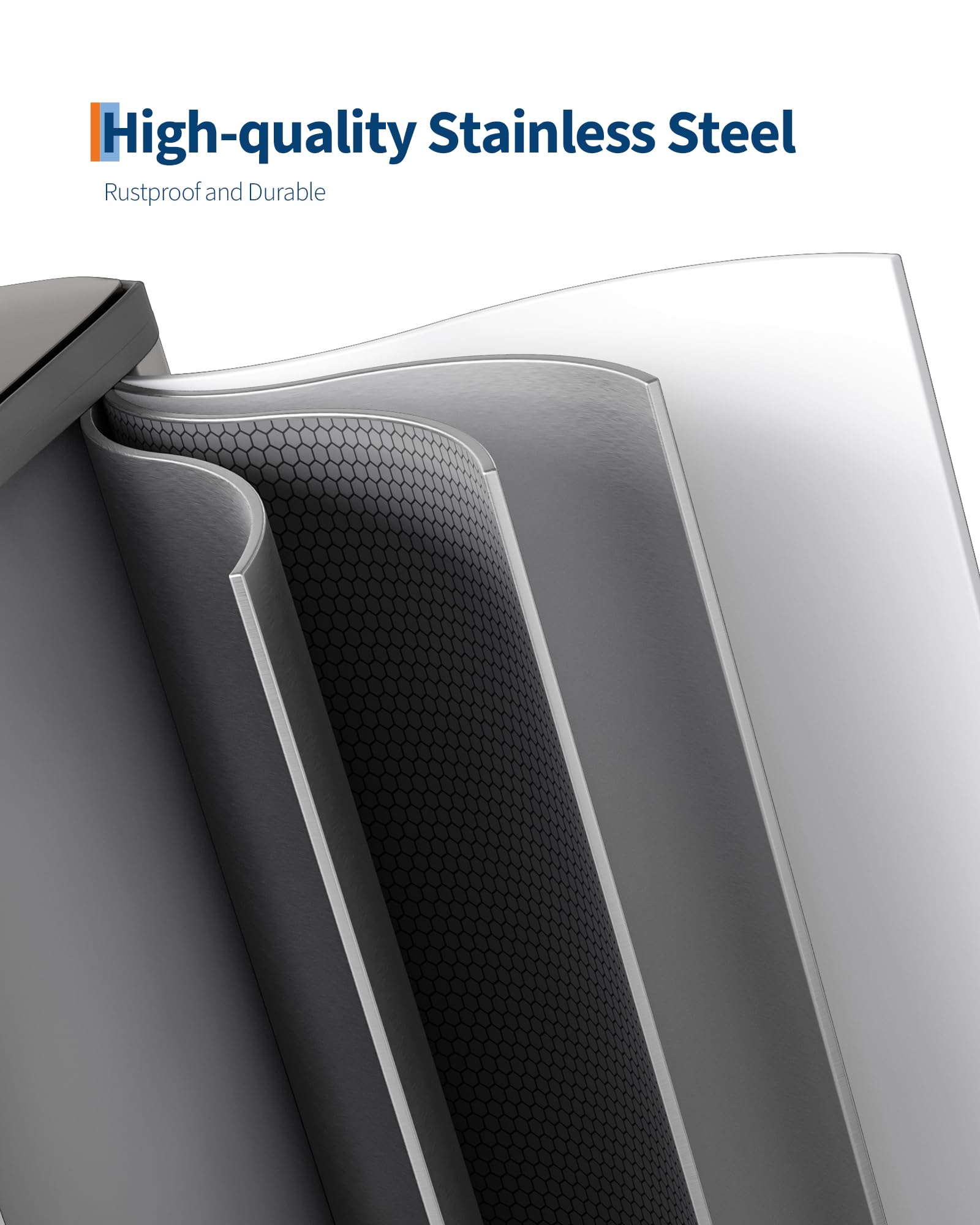 3-in-1 Stainless Steel Recycling Trash Can, 3 x 4 Gallon (12 Gal Total) Triple Compartment Kitchen Garbage Bin with Soft-Close Step Lid, Hands-Free Waste Sorting for Home, Silver