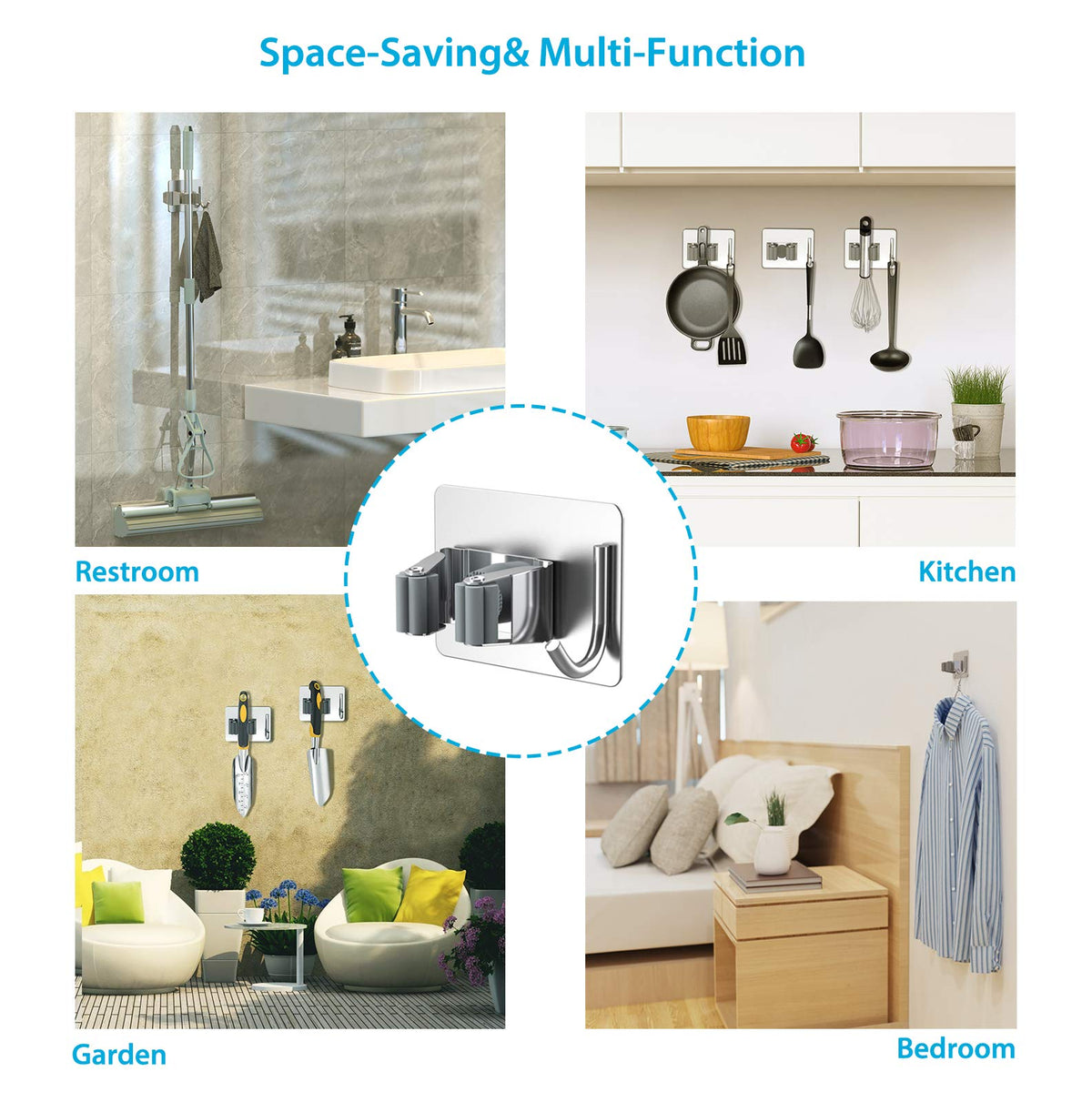 Broom Holder Wall Mount 6Pcs