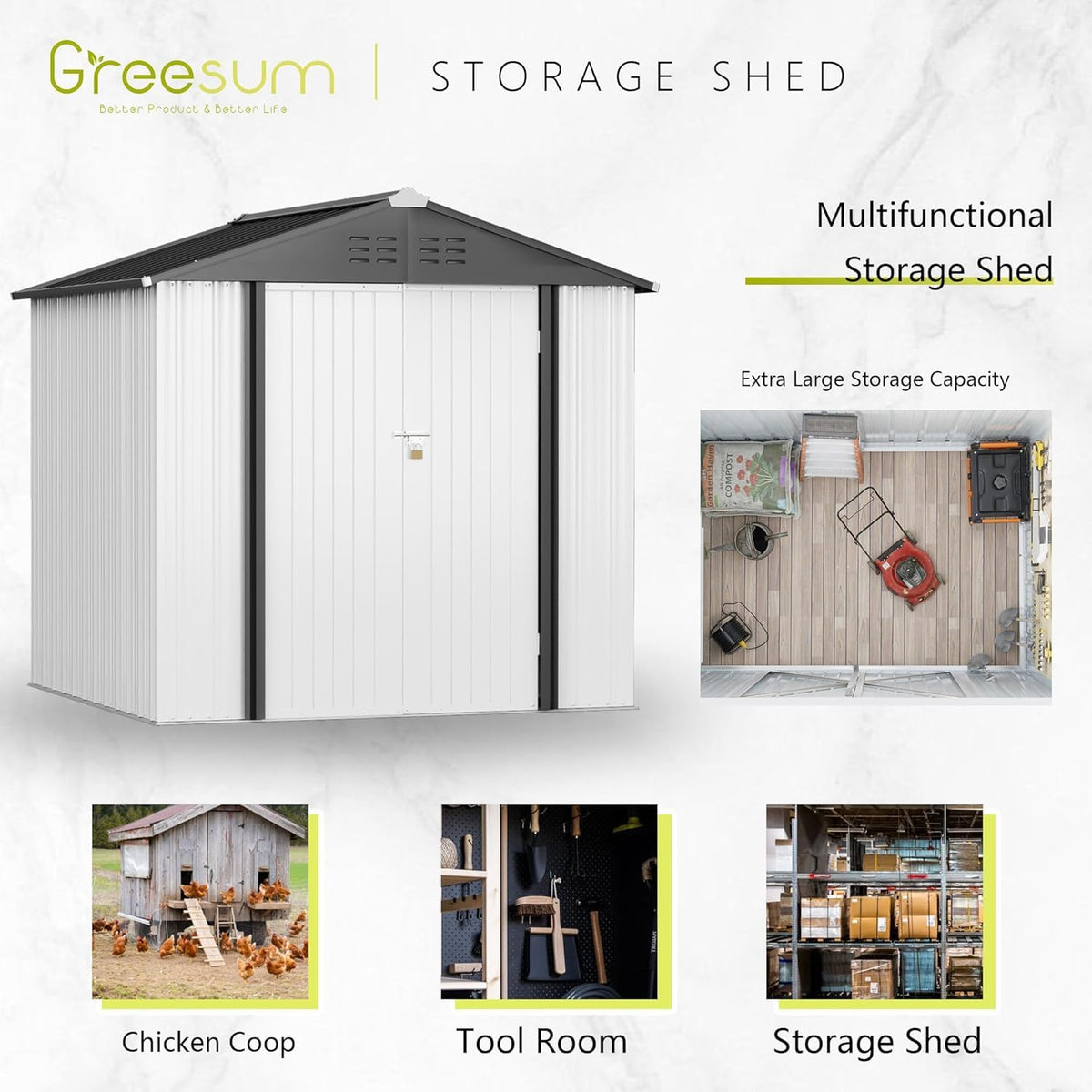 6x4FT Outdoor Storage Shed