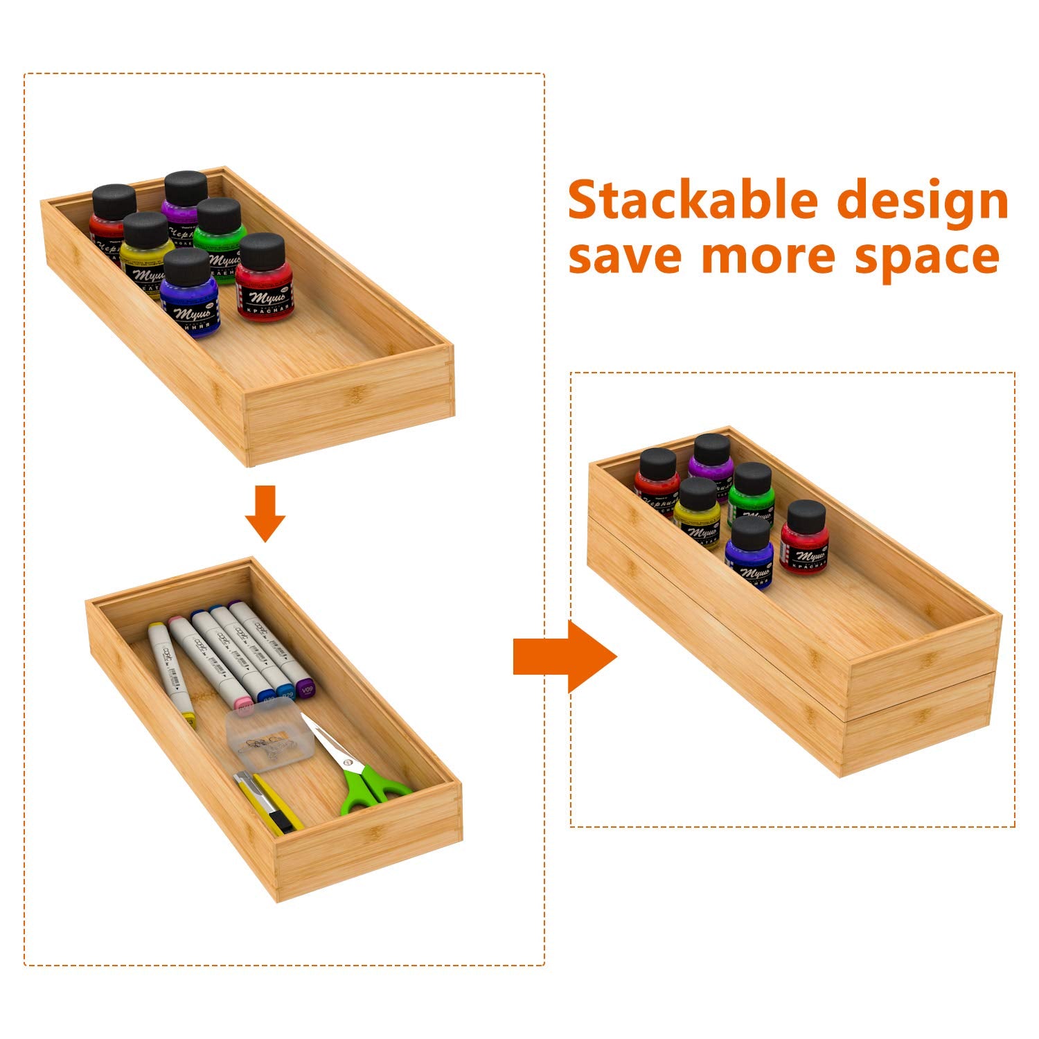 Bamboo Kitchen Drawer Organizer 15"x 6" (2 Count)