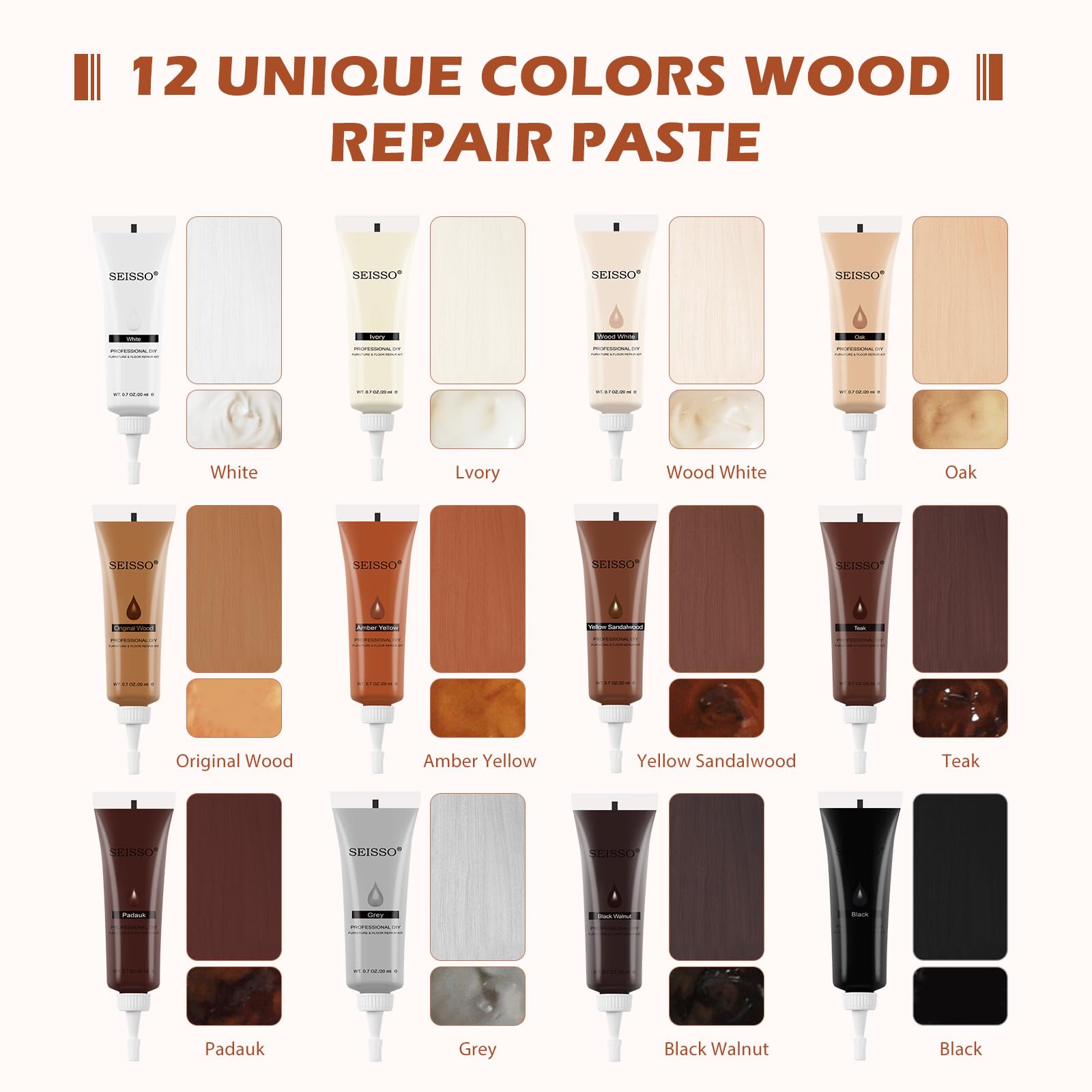 Wood Fillers Furniture Repair Kit (12 Count)
