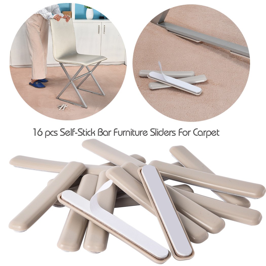 16 Pack Self Stick Furniture Movers Sliders Strip for Carpet (16 Count)