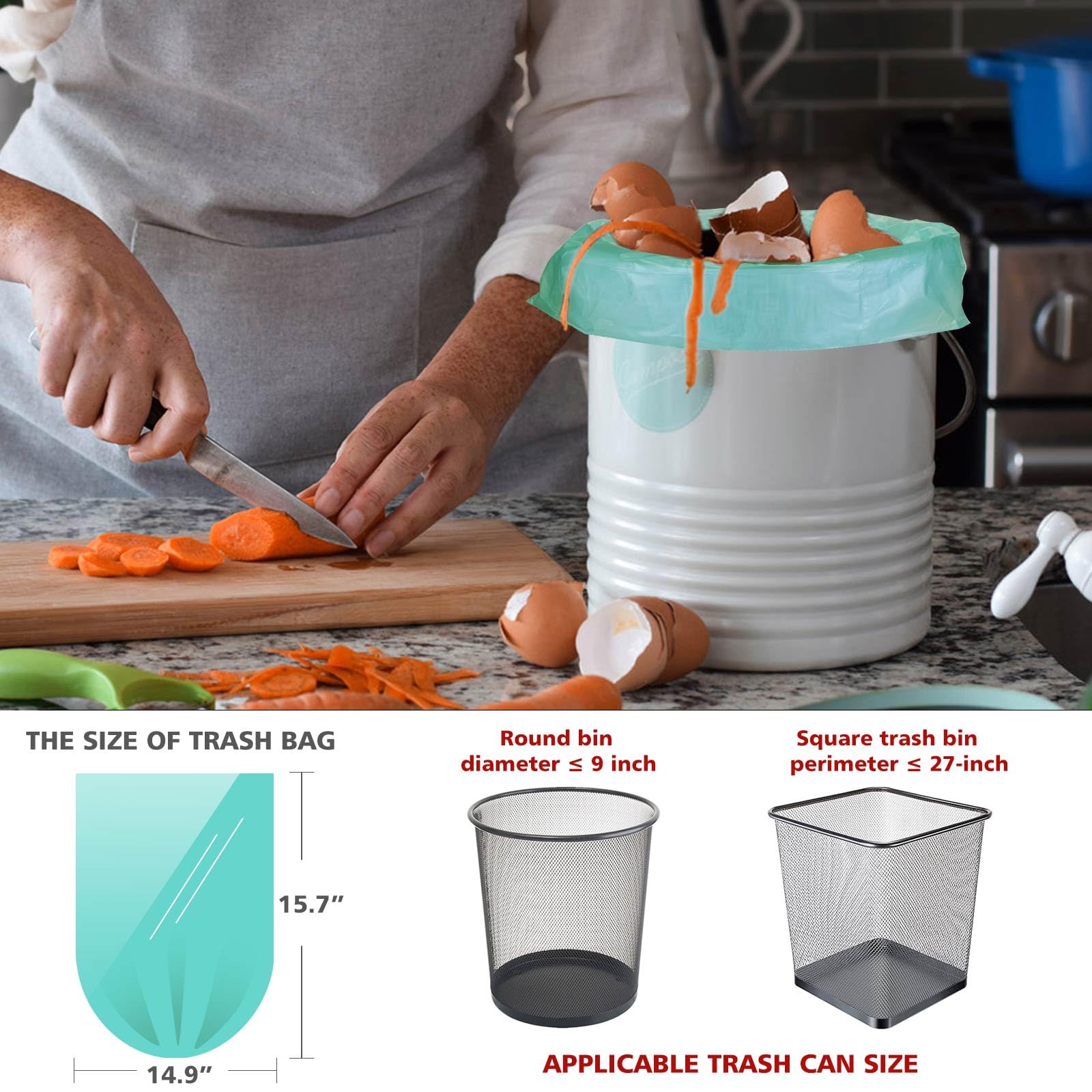 1.2 Gallon Small Trash Bags Compostable Garbage Bags (125 Count)
