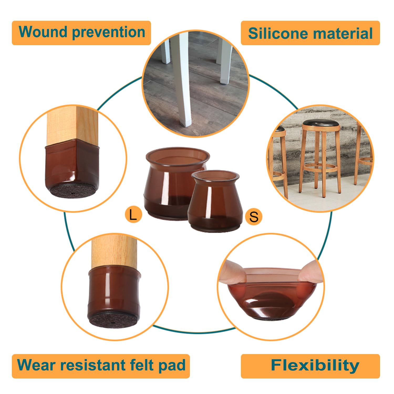 32 Pcs Silicone Chair Leg Floor Protectors for Hardwood Floors (32 Count)