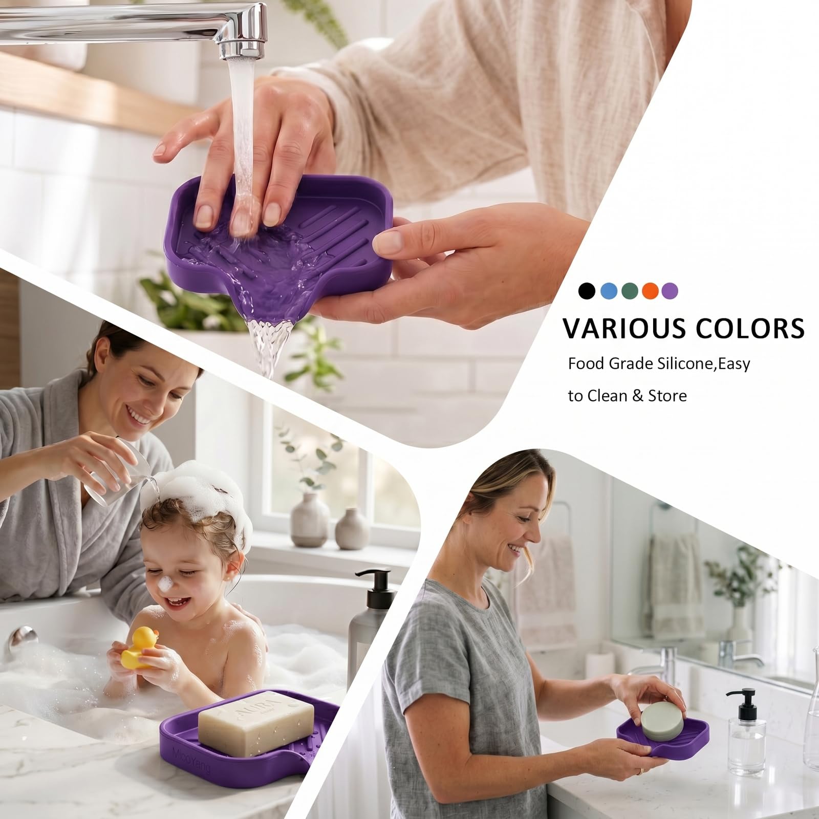Silicone Soap Dish with Drain Spout