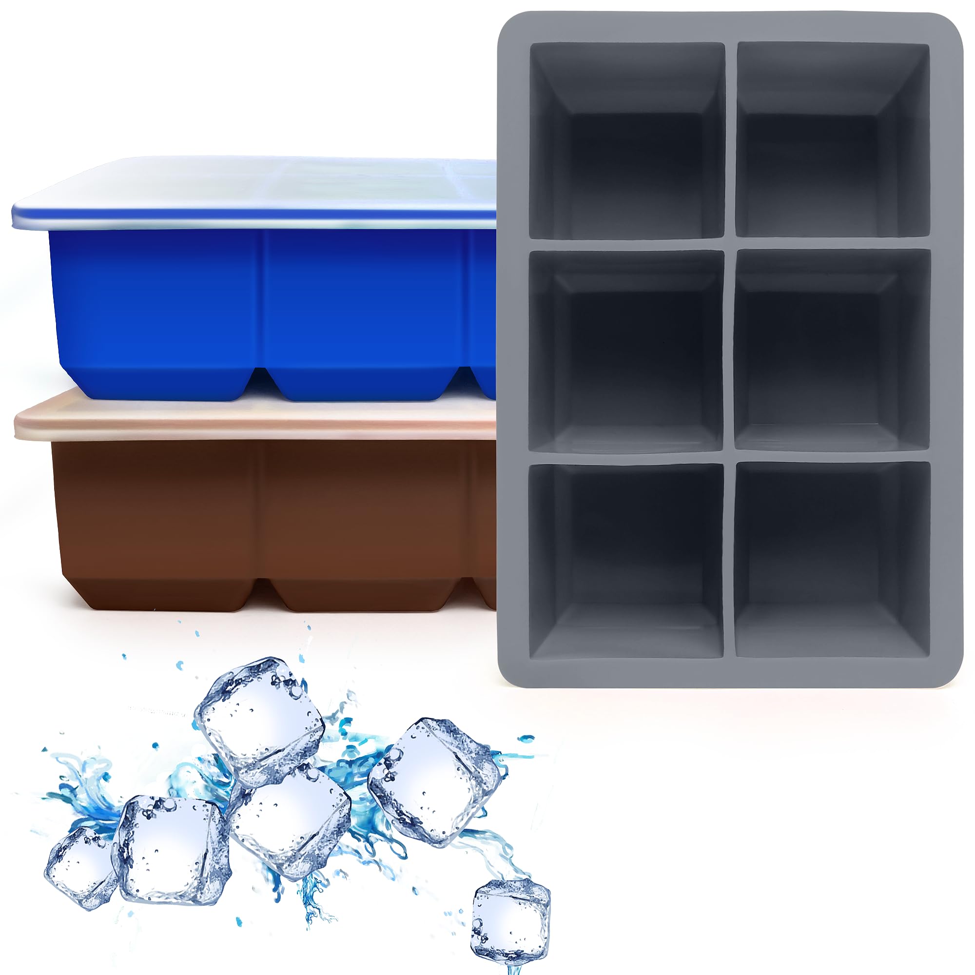 Silicone Ice Cube Trays 3 Pack (3 Count)