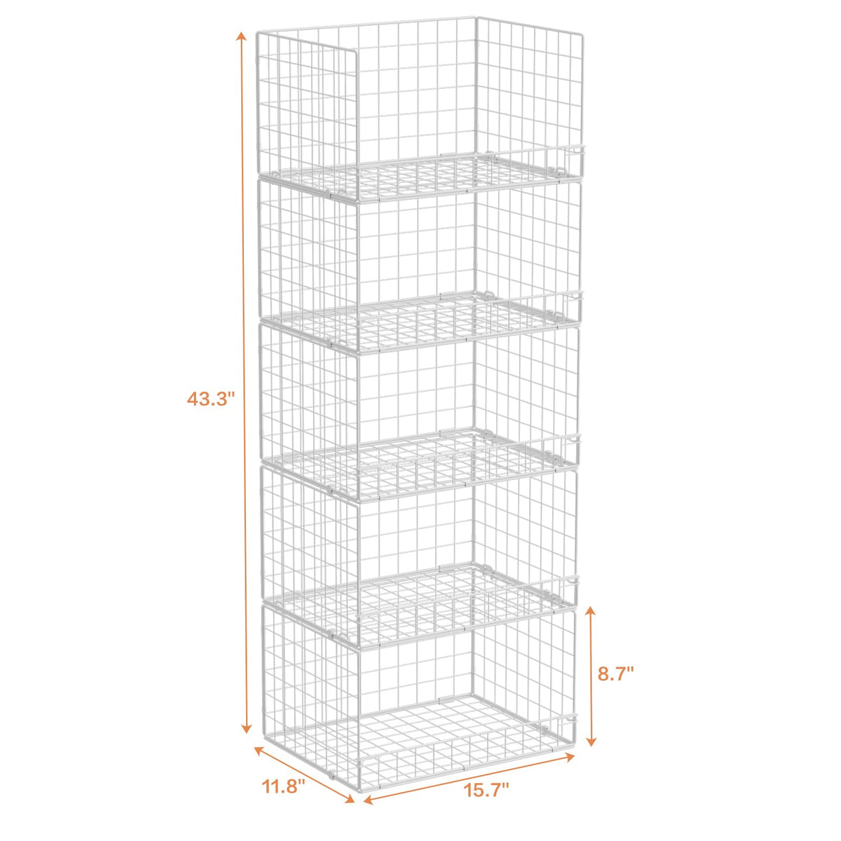 5 Tier Stackable Closet Organizers and Storage Basket