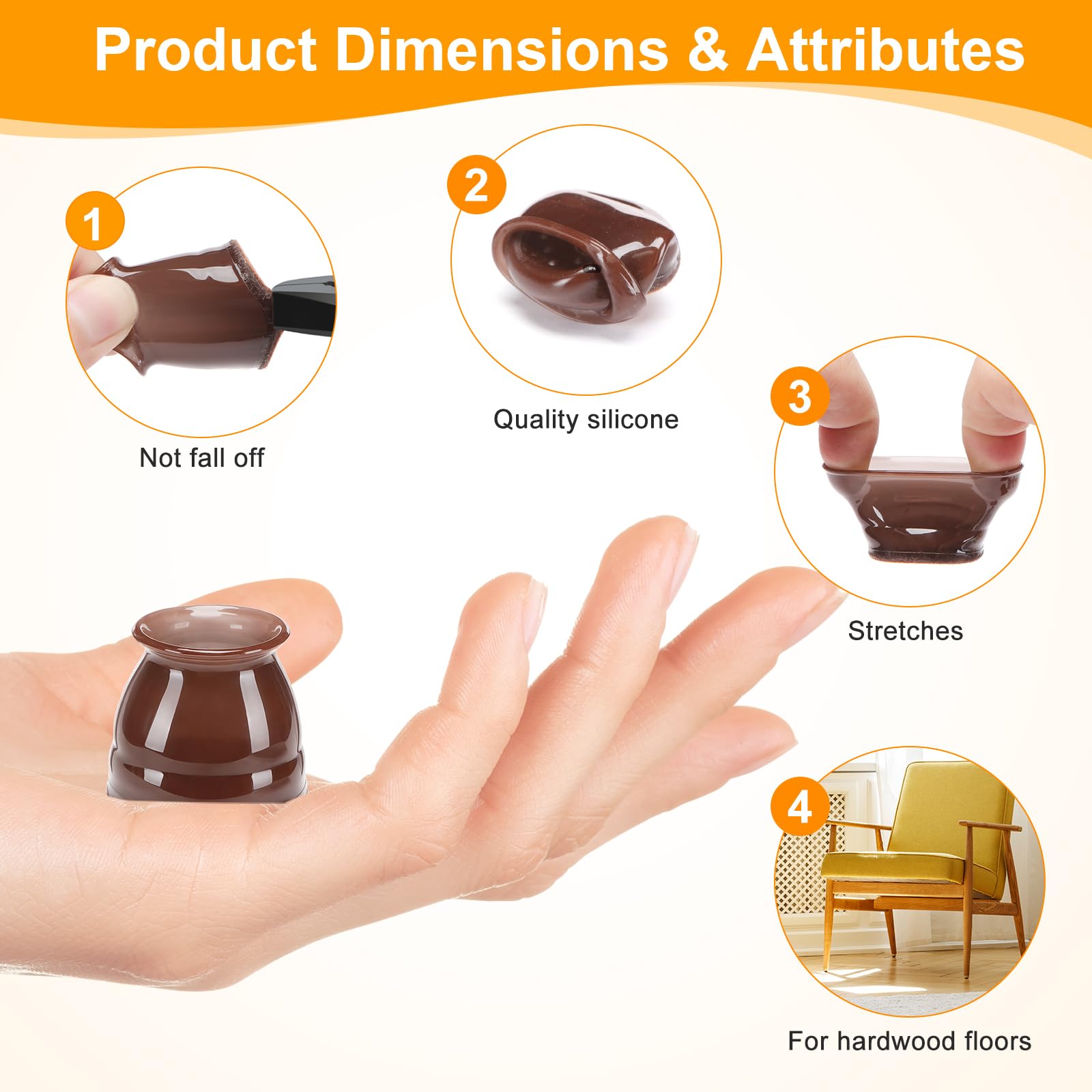 16 Pack Chair Leg Floor Protectors for Hardwood Floors (16 Count)