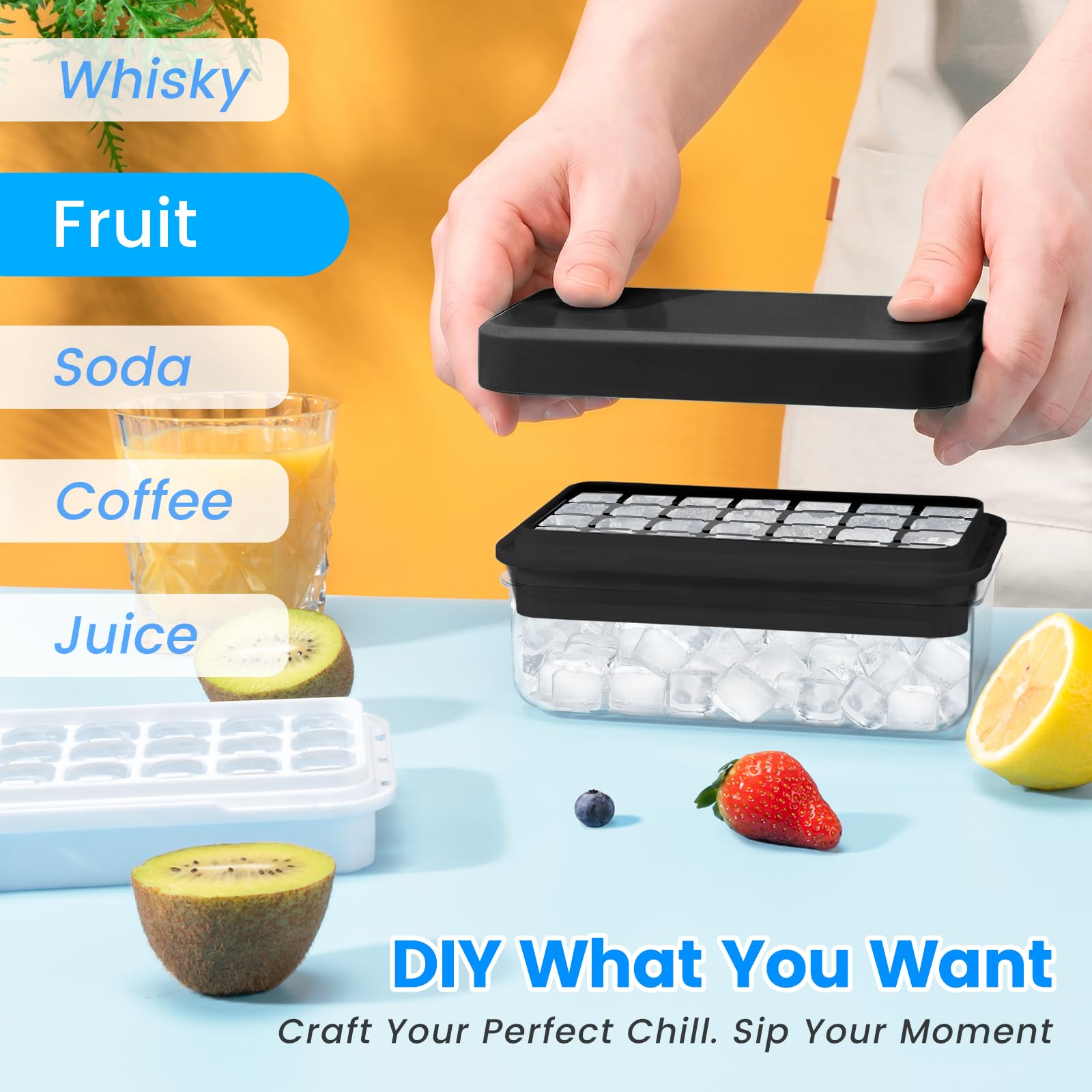 Ice Cube Tray with Lid and Bin