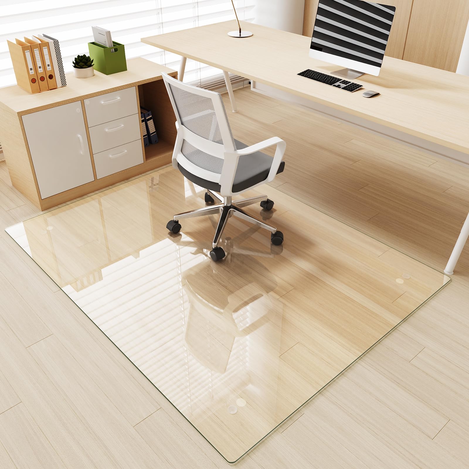 Tempered Glass] 46" x 60" Glass Office Chair Mat for Carpet