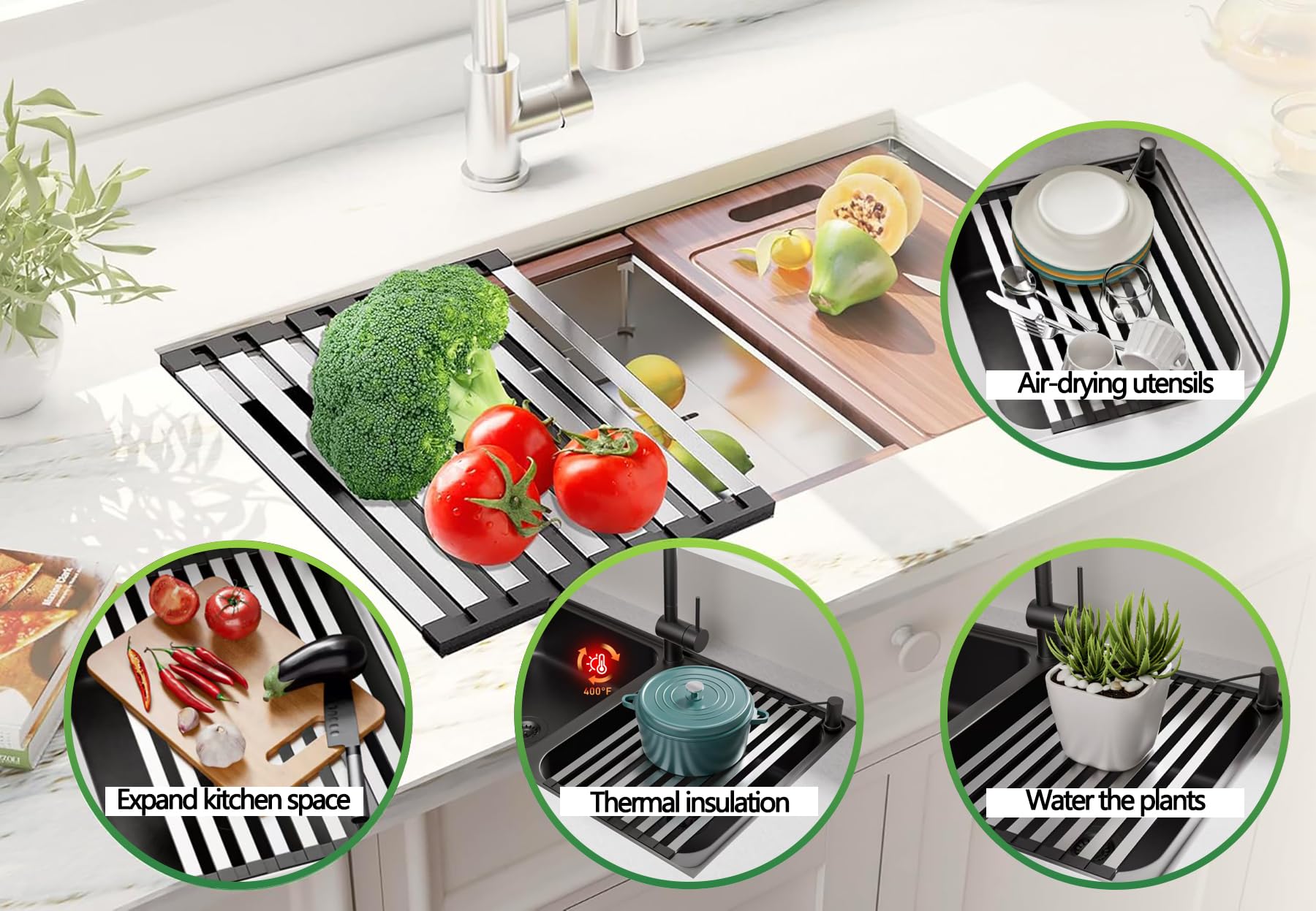 Over the Sink Kitchen Dish Drying Rack Organizer