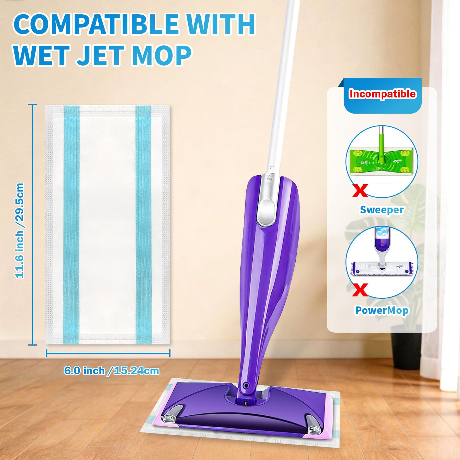 60 Count Wet Jet Pads Refills for Swiffer WetJet Mop