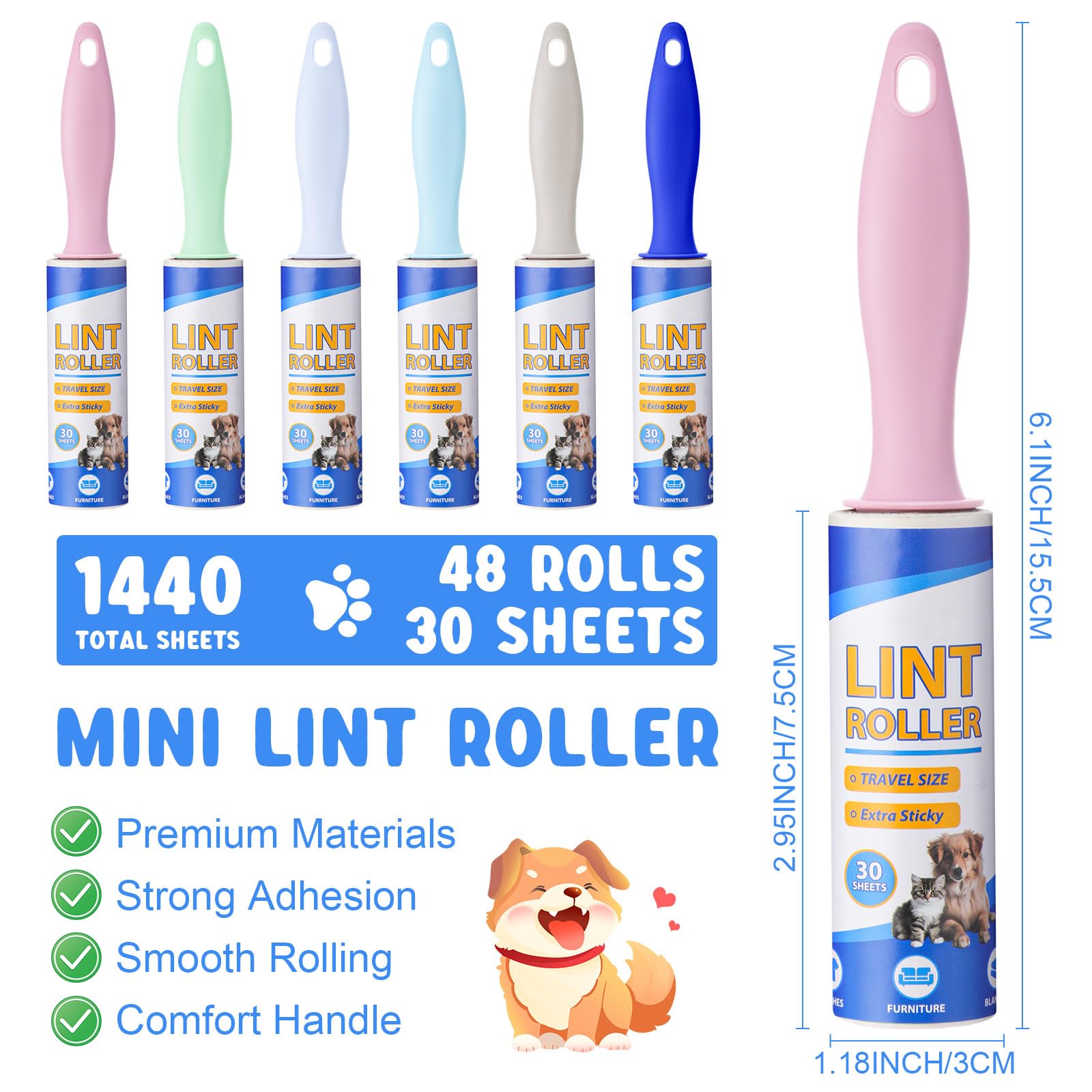 48 Pack Mini Lint Roller for Travel (48 Count)
