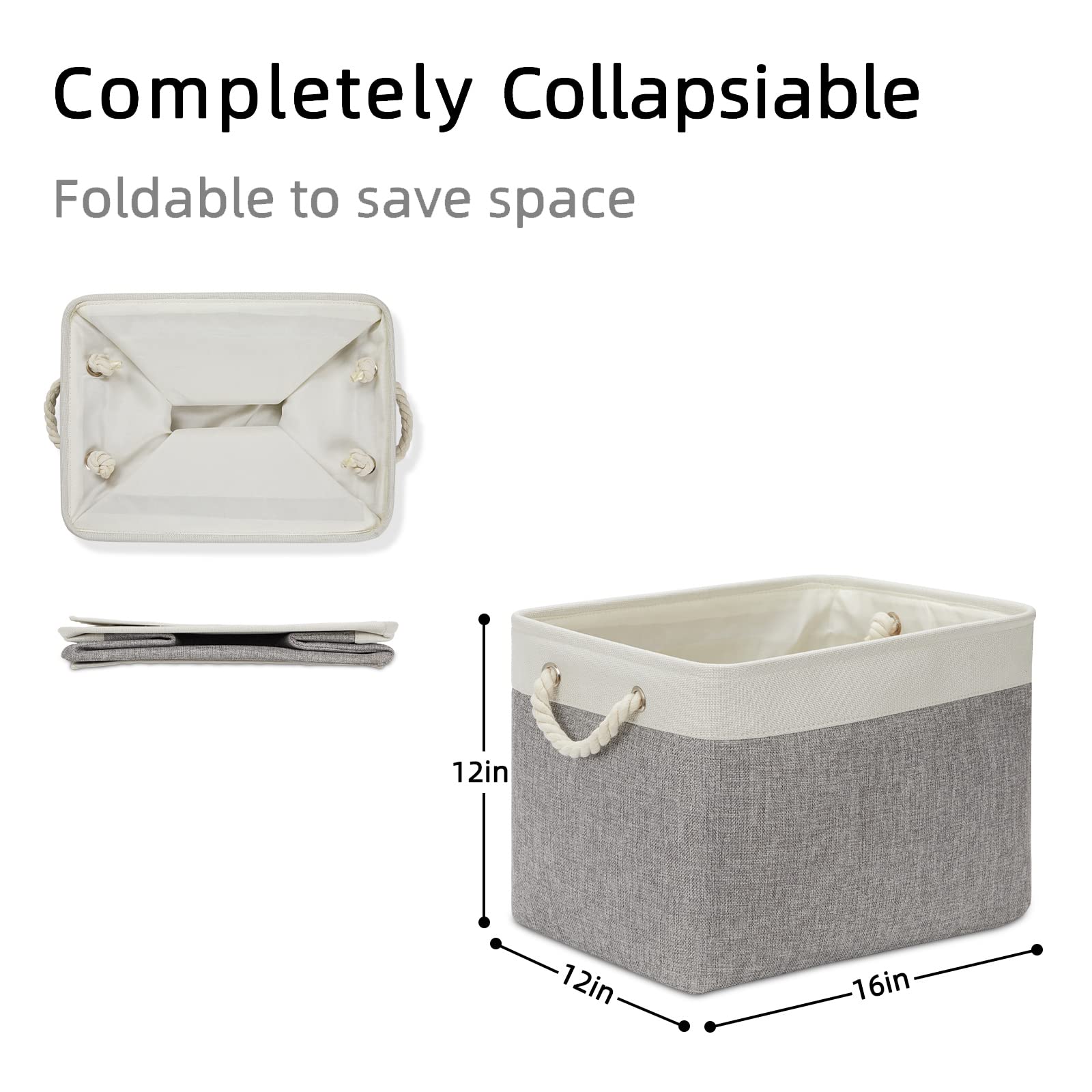 Large Fabric Collapsible Cube Storage Baskets for Organizing 16x12x12