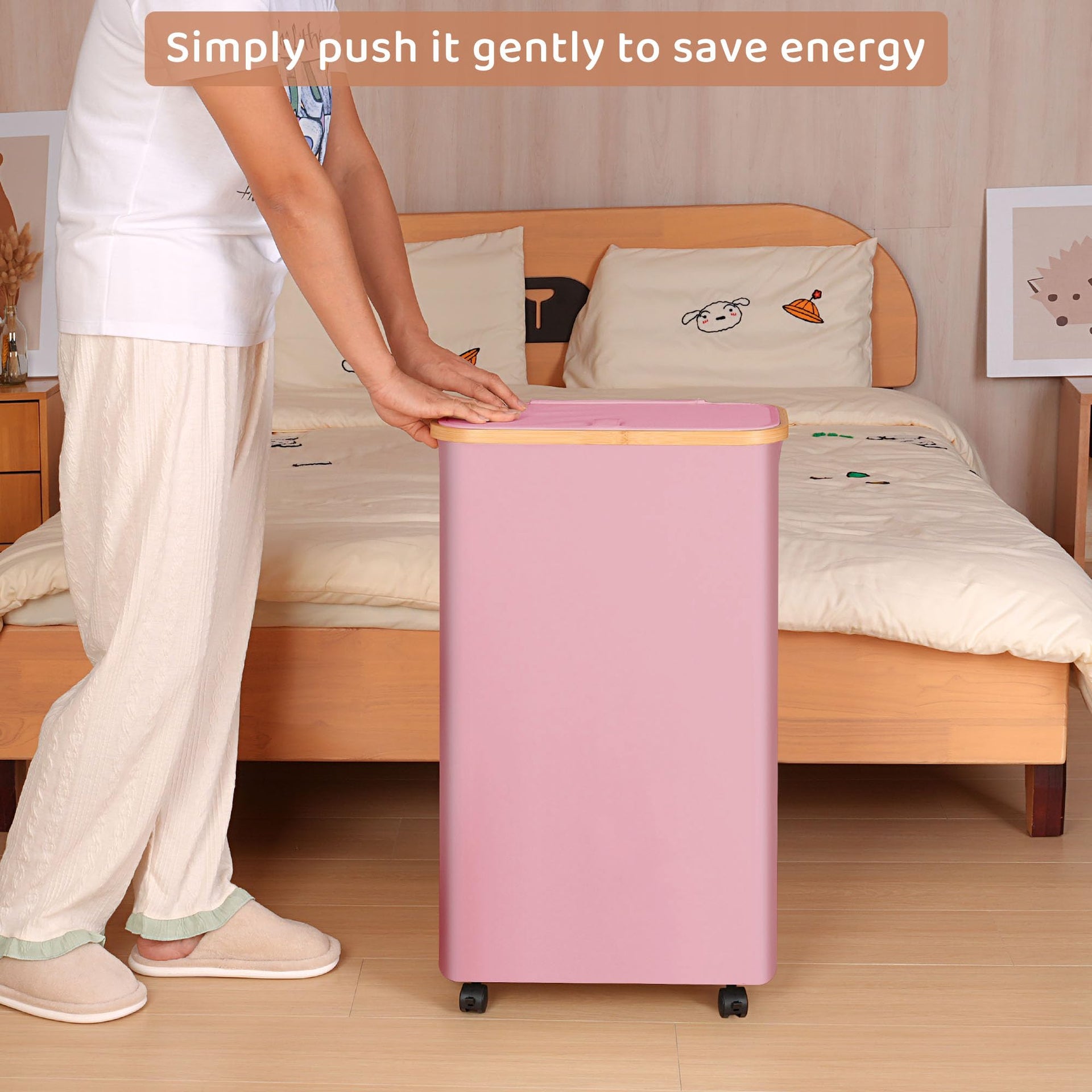 Slim Laundry Basket with Wheels