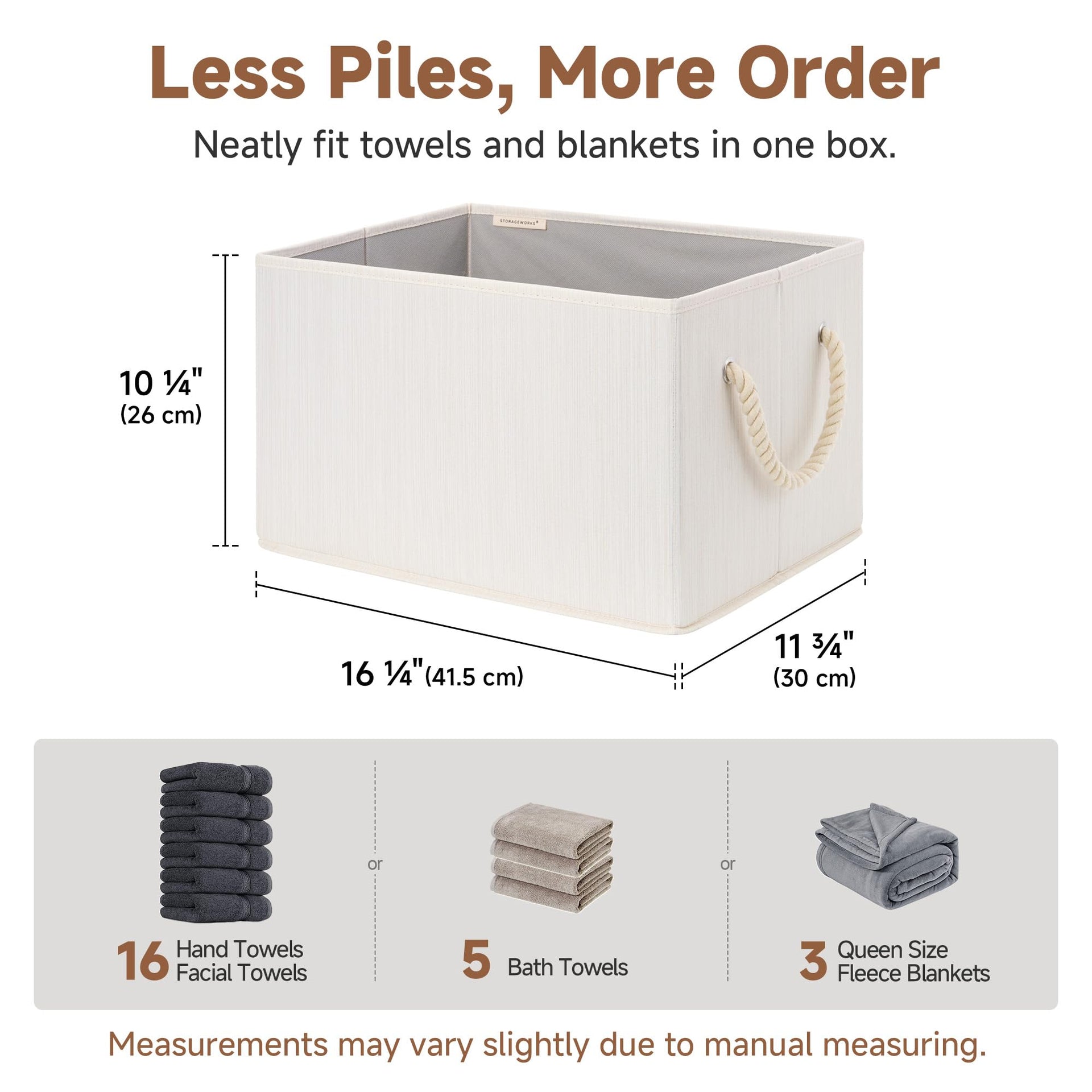 Fabric Storage Bins with Rope Handles (3 Count)