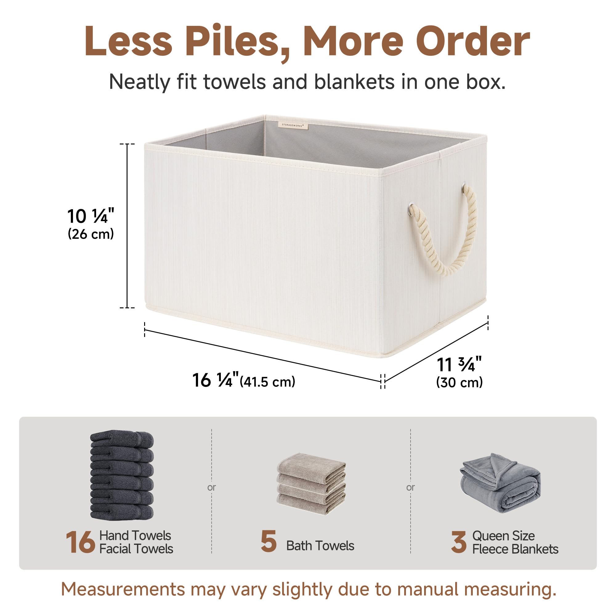 Fabric Storage Bins with Rope Handles (3 Count)