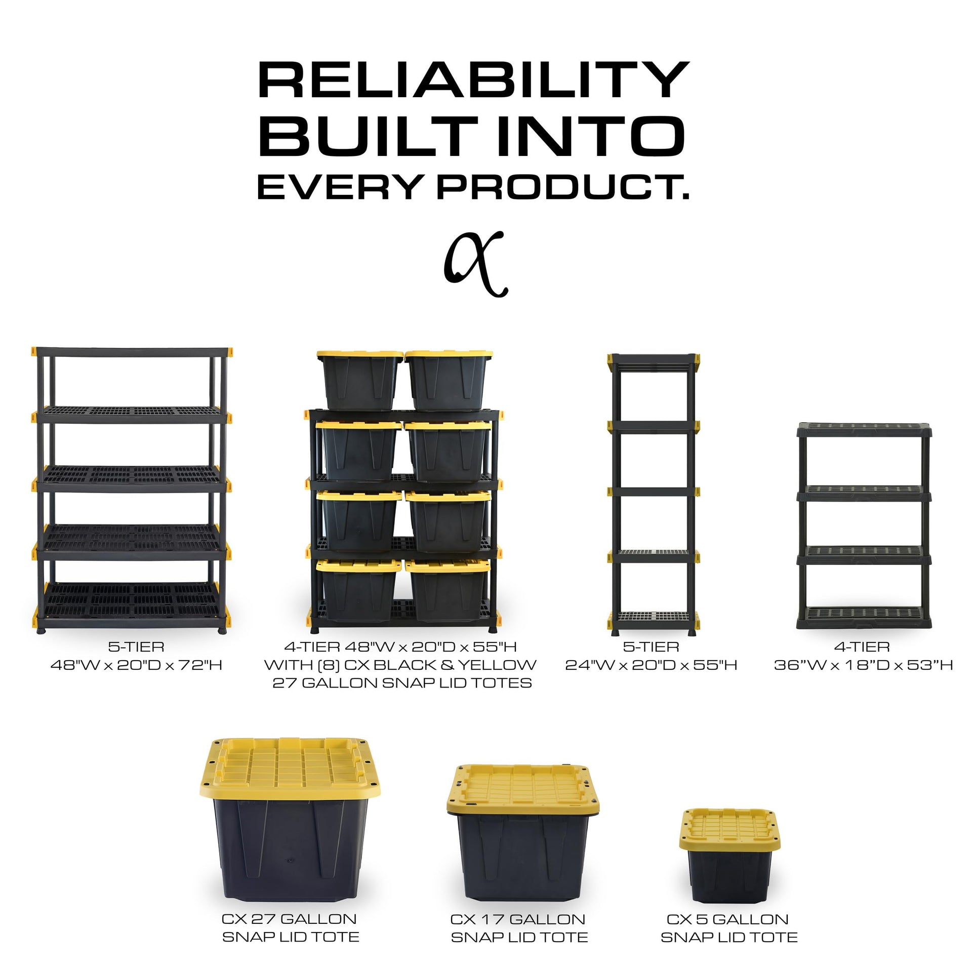 5 Tier Heavy Duty Plastic Storage Shelves for Garage (2 Count)