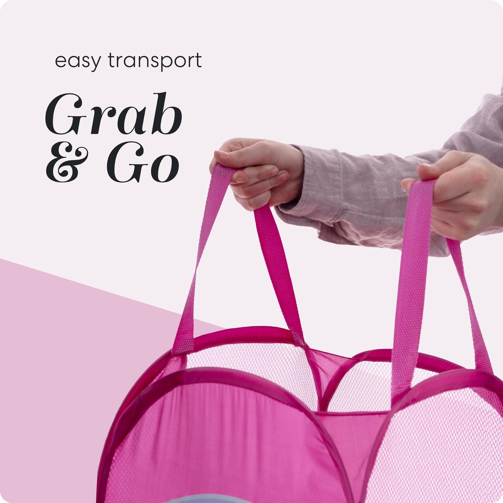 Collapsible Mesh Pop Up Hamper with Wide Opening and Side Pocket