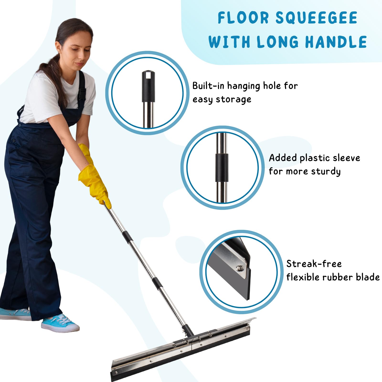 Floor Squeegee for Concrete Water Removal