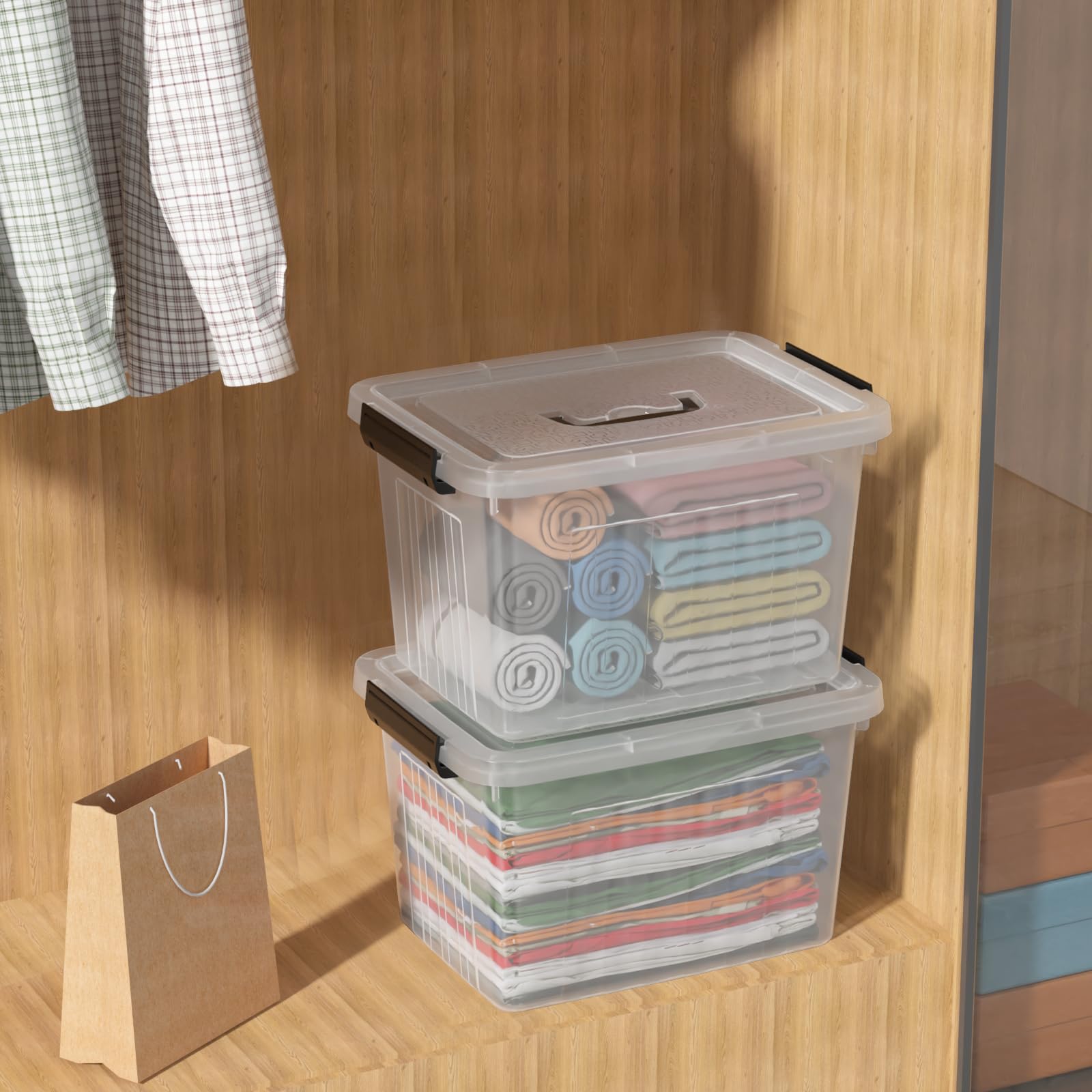 18 Quart Clear Plastic Storage Latching Bin with Lids (4 Count)