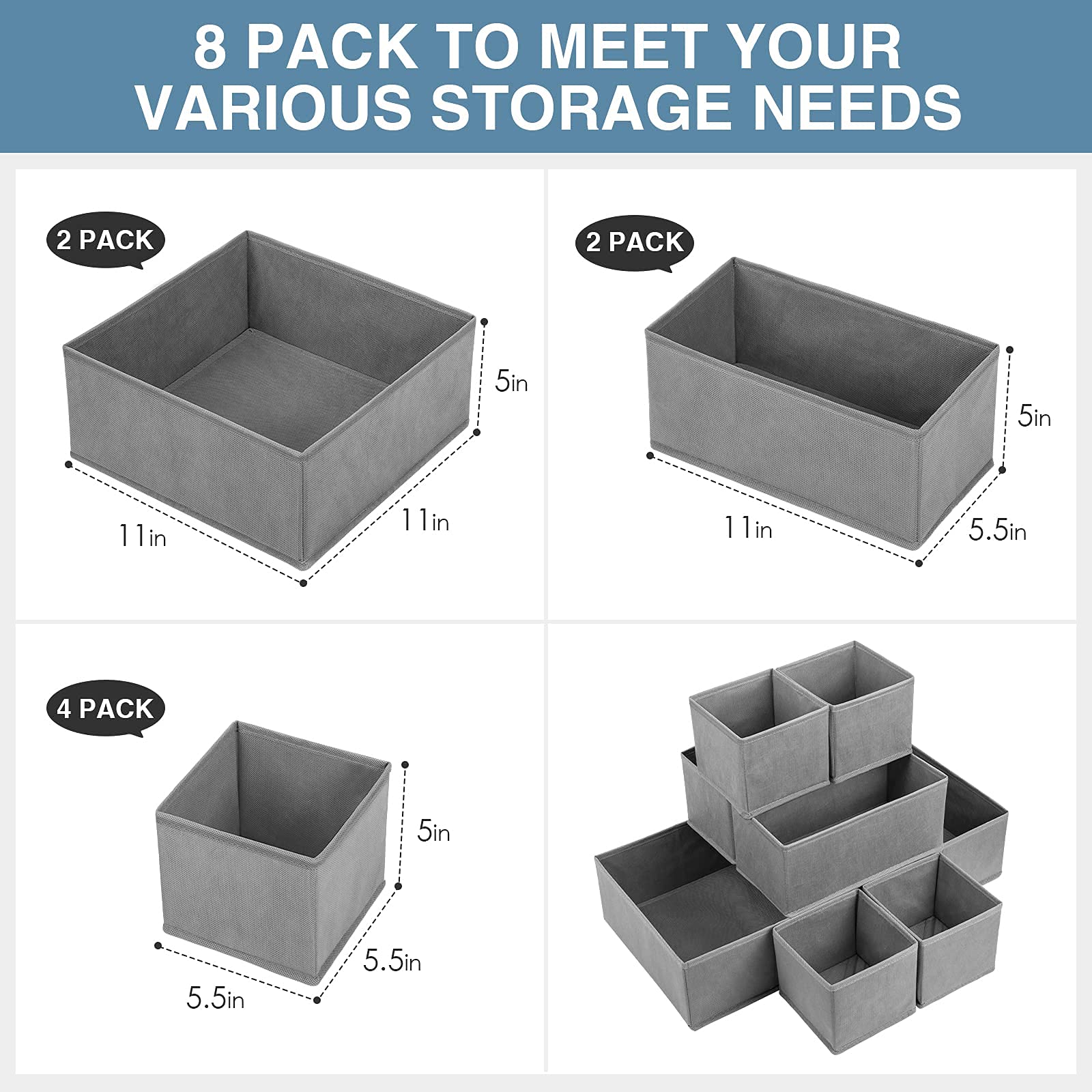 Drawer Organizer Clothes (8 Count)
