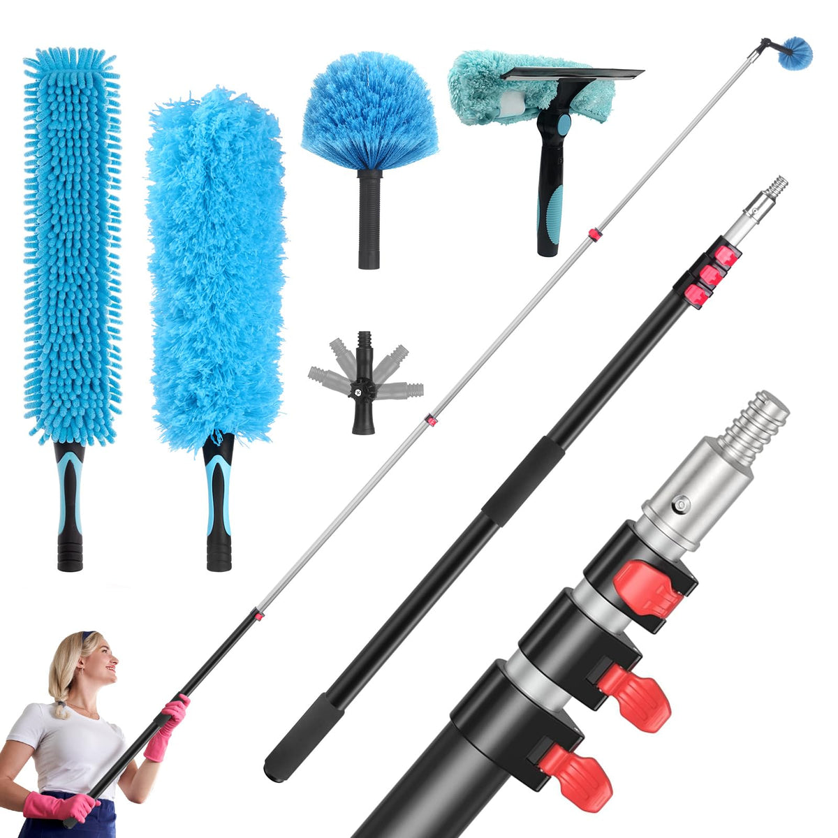 Ceiling Fan Duster Kit with 12 FT Telescoping Pole