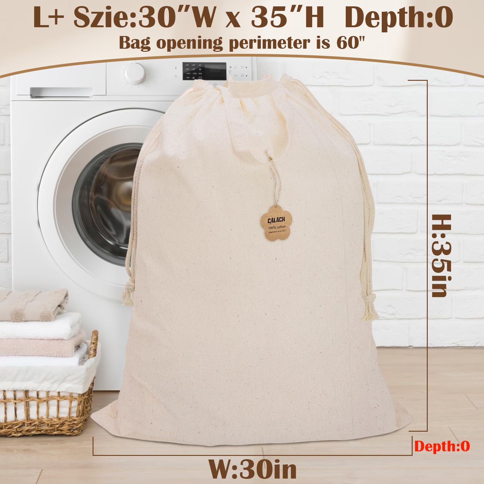 Cotton Canvas Laundry Bag 30"Wx 35"H