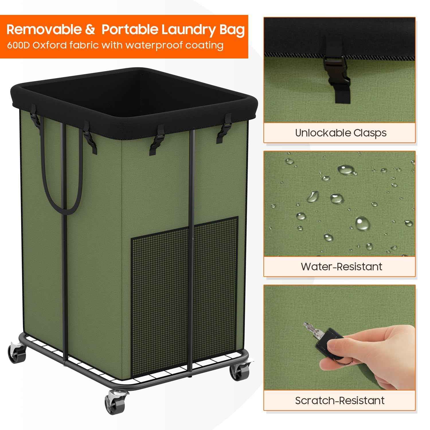 Laundry Hamper with Wheels (99.68 Ounce)