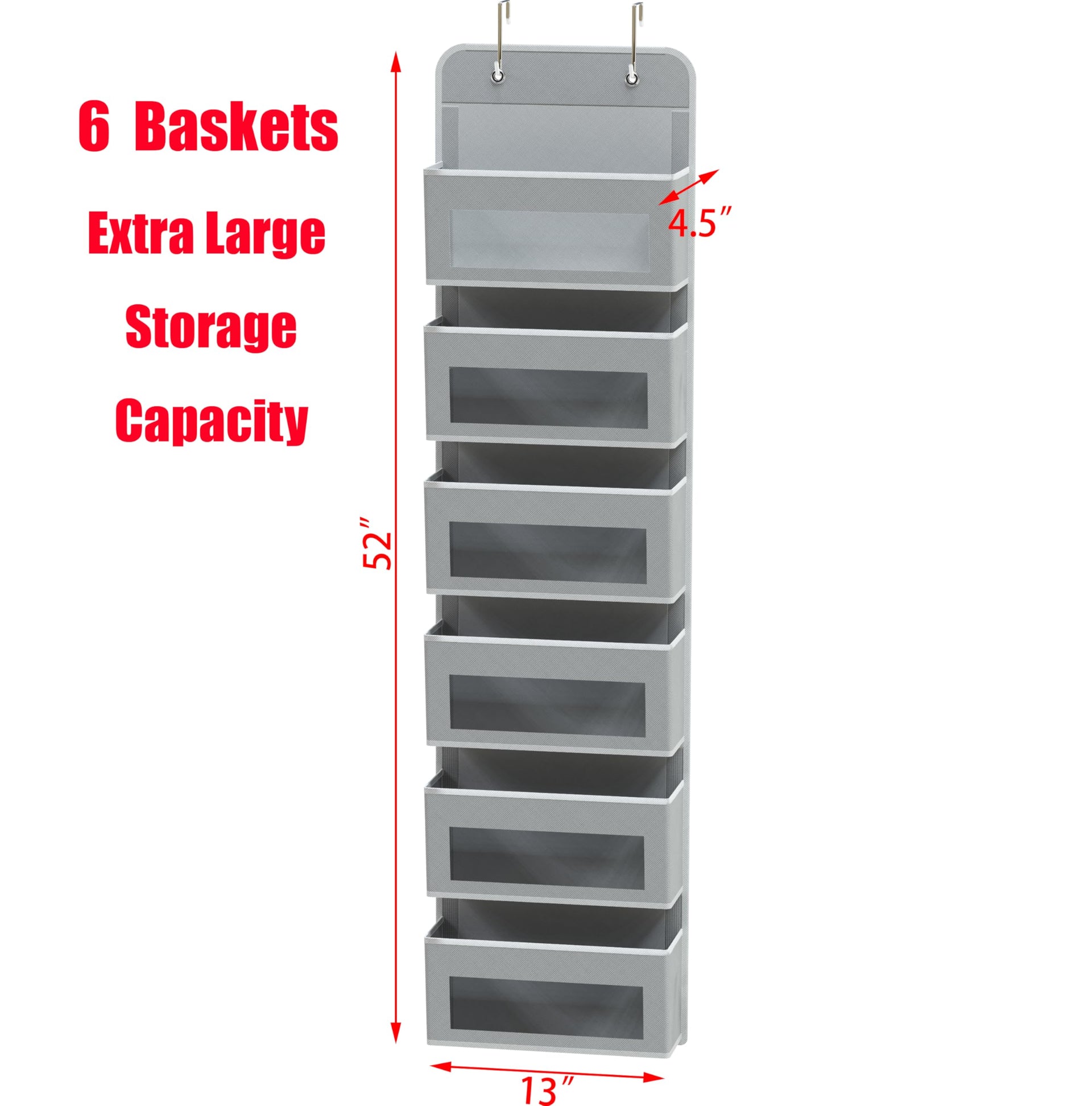 6 Clear Window Pocket Over Door Hanging Organizer