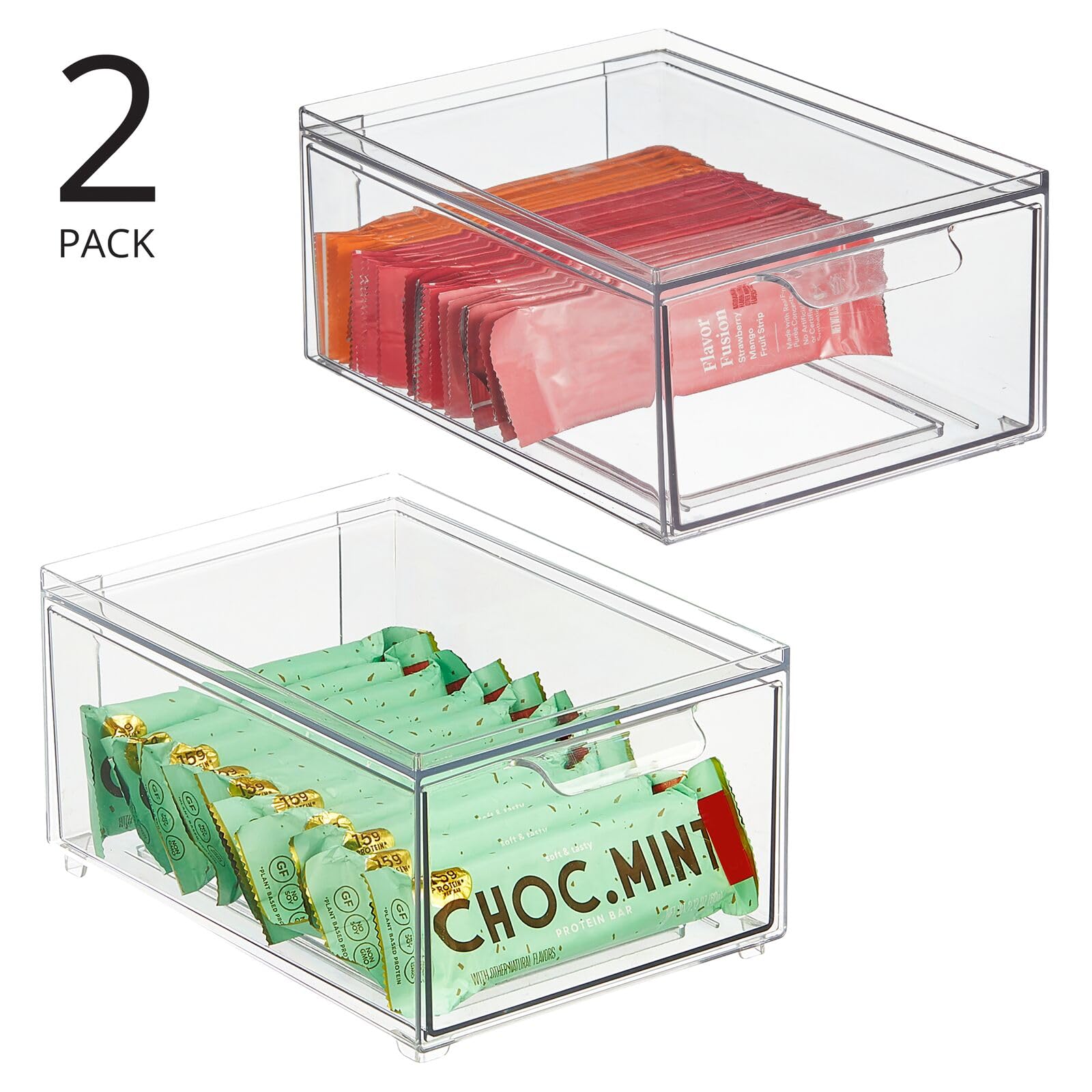 Stackable Storage Containers Box with Pull (2 Count)