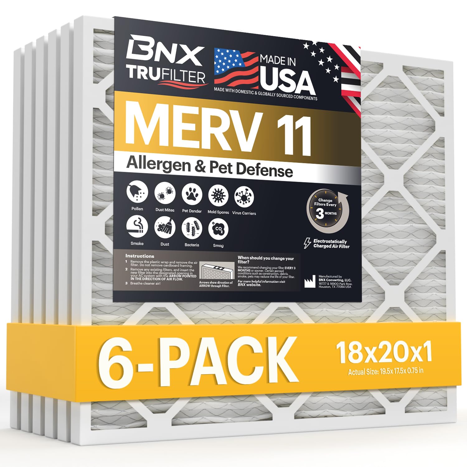 TruFilter 18x20x1 Air Filter MERV 11 (6 Count)