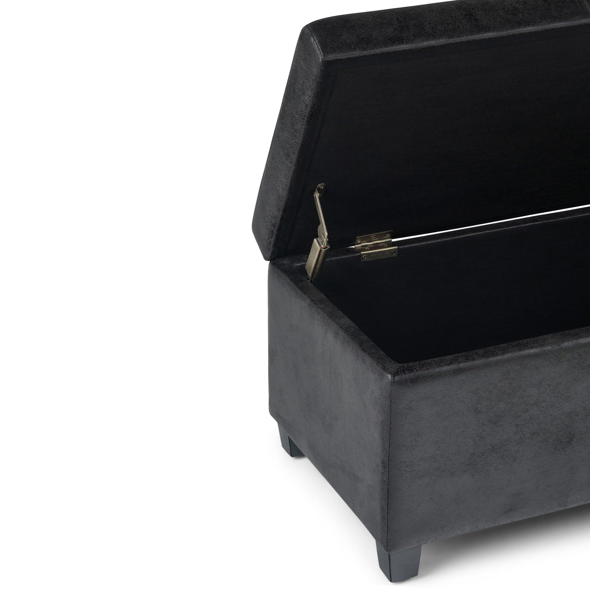 Avalon 48" Wide Vegan Leather Storage Ottoman in Black