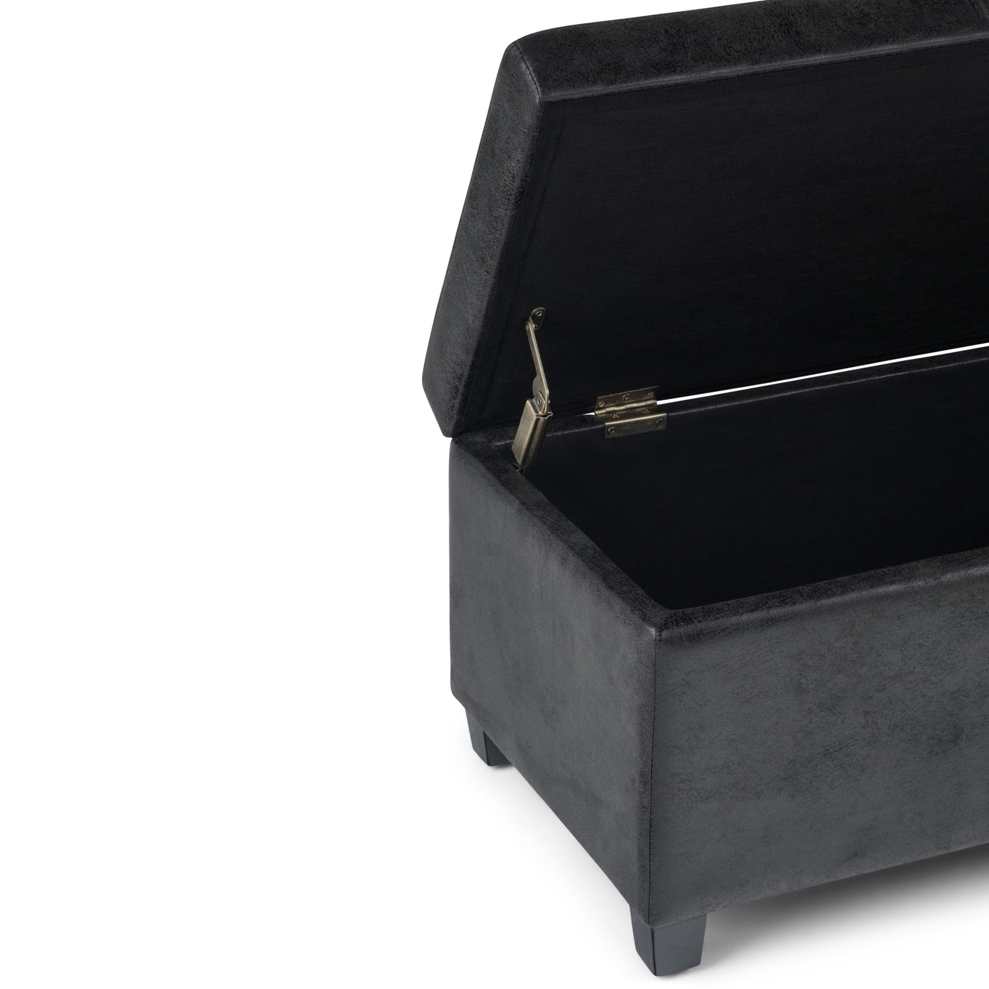 Avalon 48" Wide Vegan Leather Storage Ottoman in Black