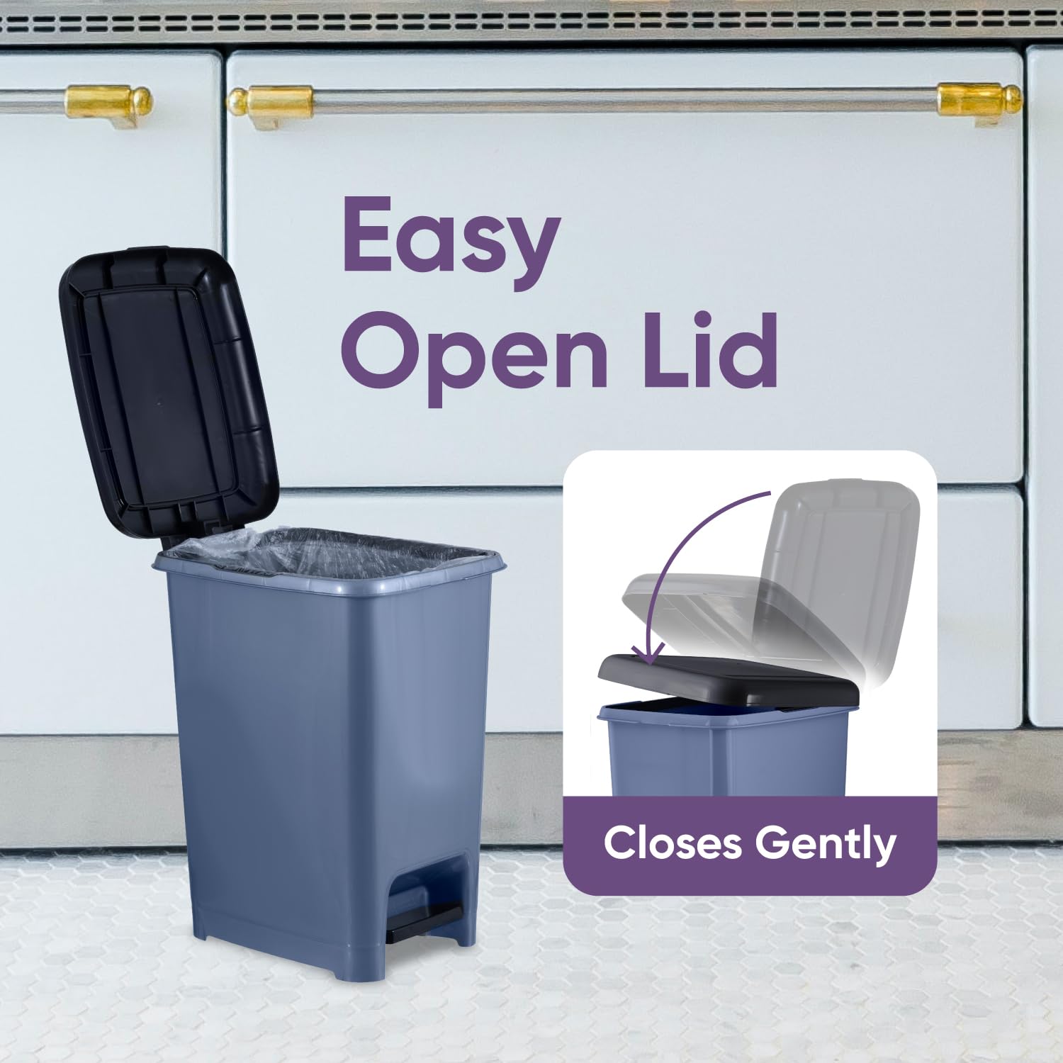 Slim Trash Can with Foot Pedal