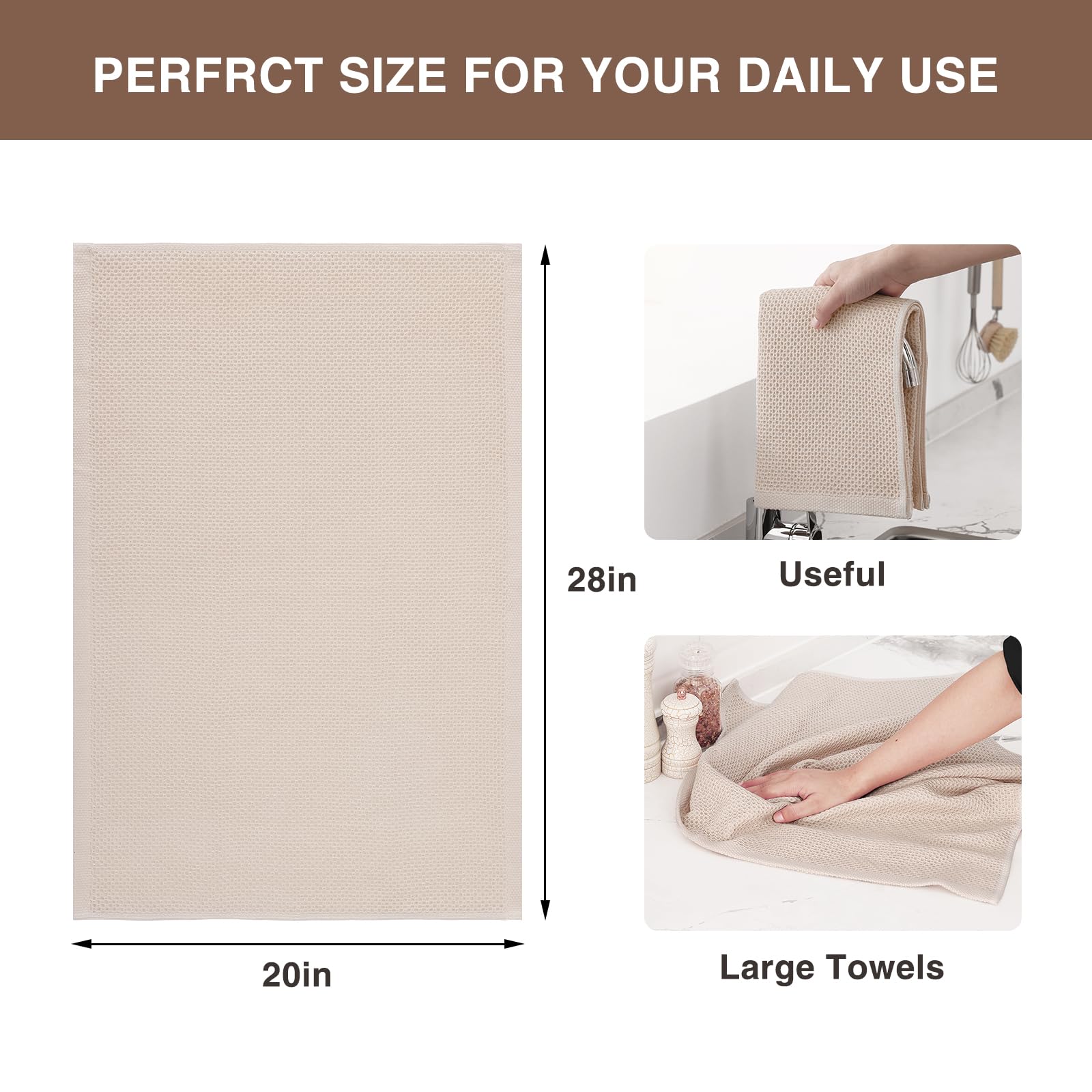 100% Cotton Oversized Waffle Weave Kitchen Towels 4 (4 Count)